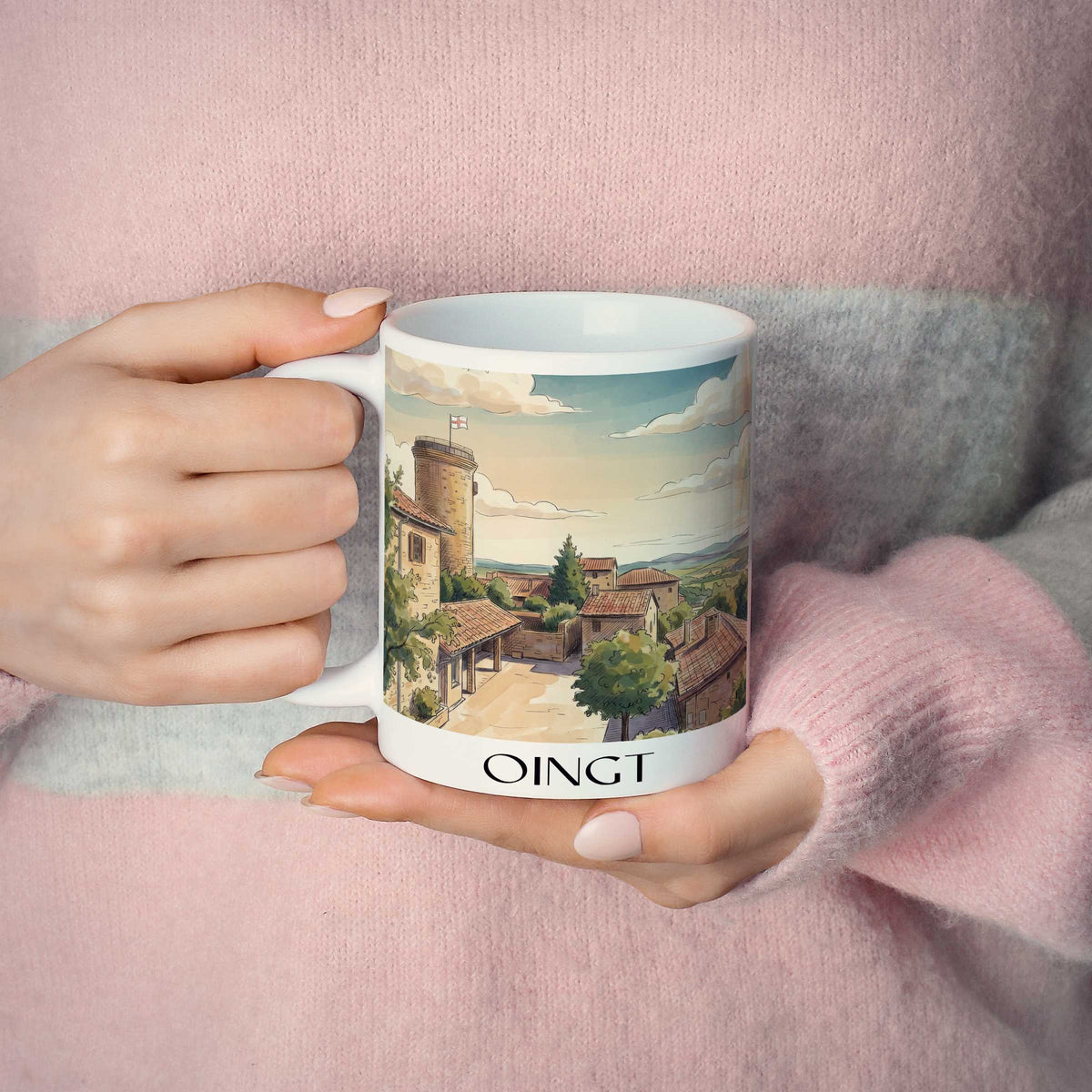 oingt-beaujolais-frankreich-kaffeebecher-aquarell