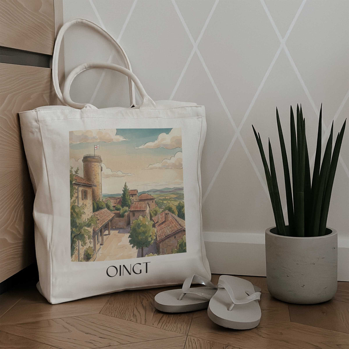 oingt-beaujolais-frankreich-einkaufstasche-aquarell