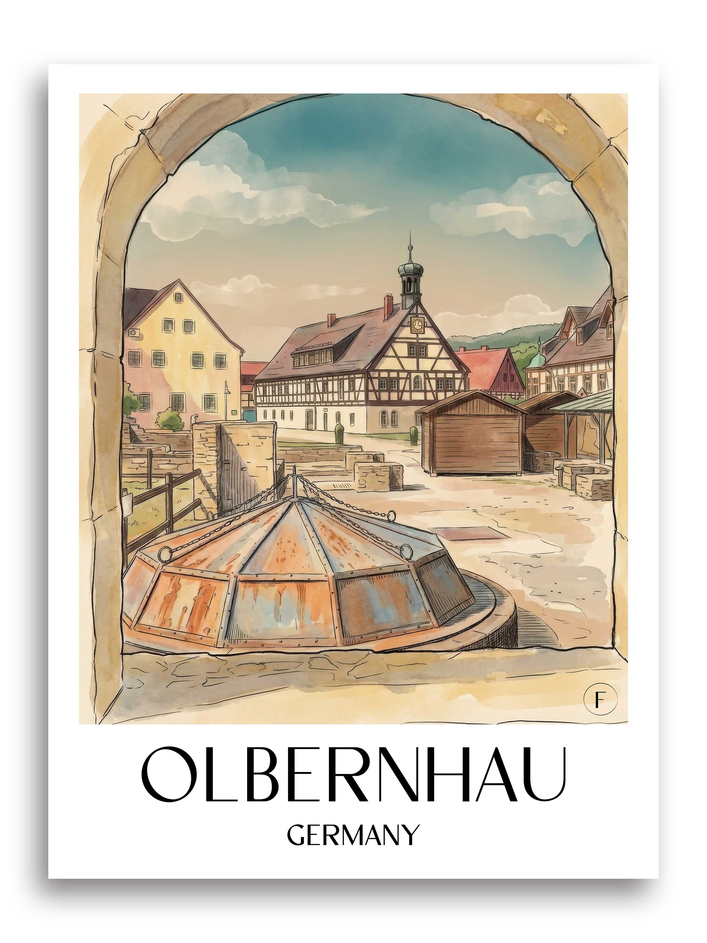 Olbernhau Poster - Erzgebirge - Deutschland Kunstdruck - Aquarell von A4 bis A1 - favplace
