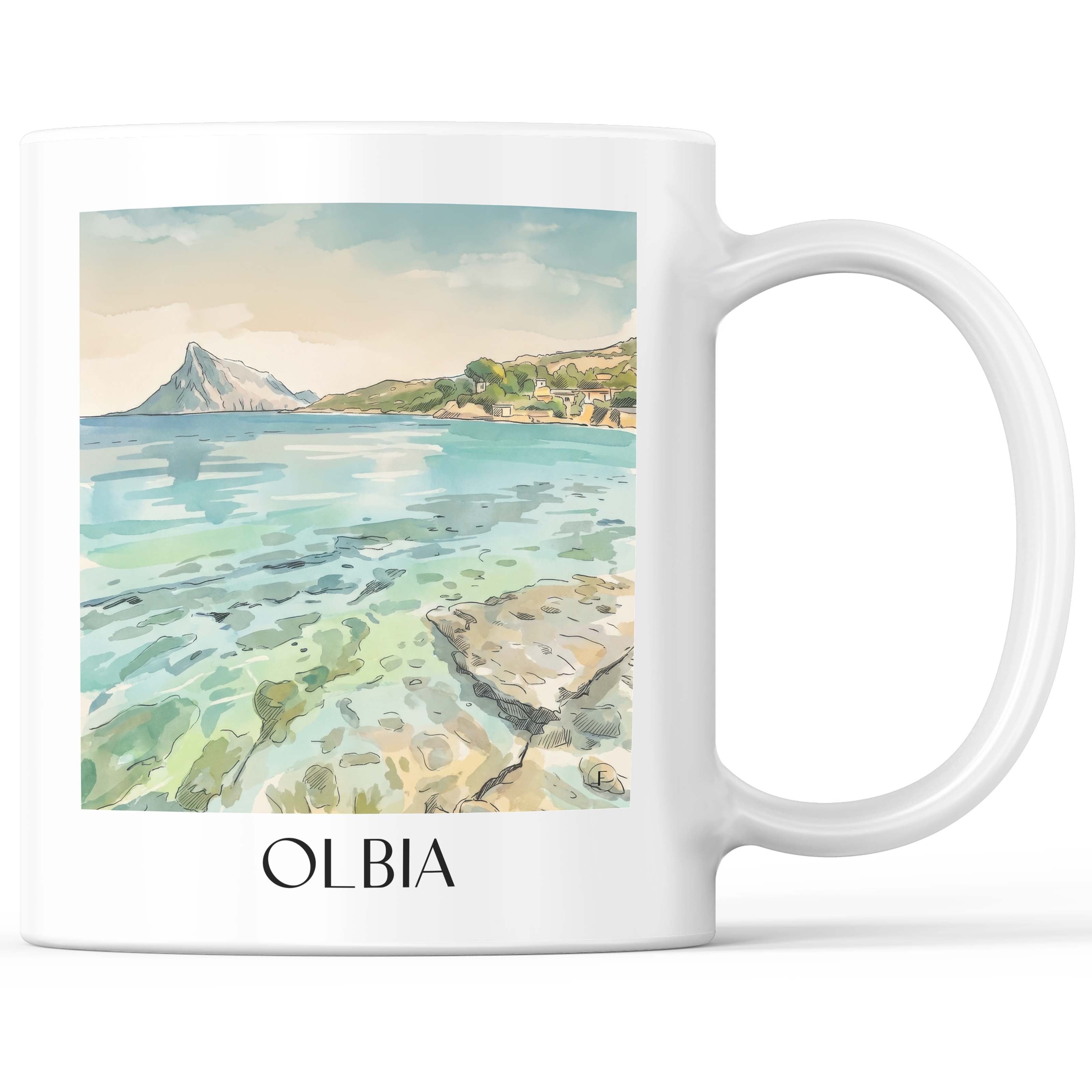 Olbia - Italien Becher - Kaffeetasse im Aquarell Stil - favplace
