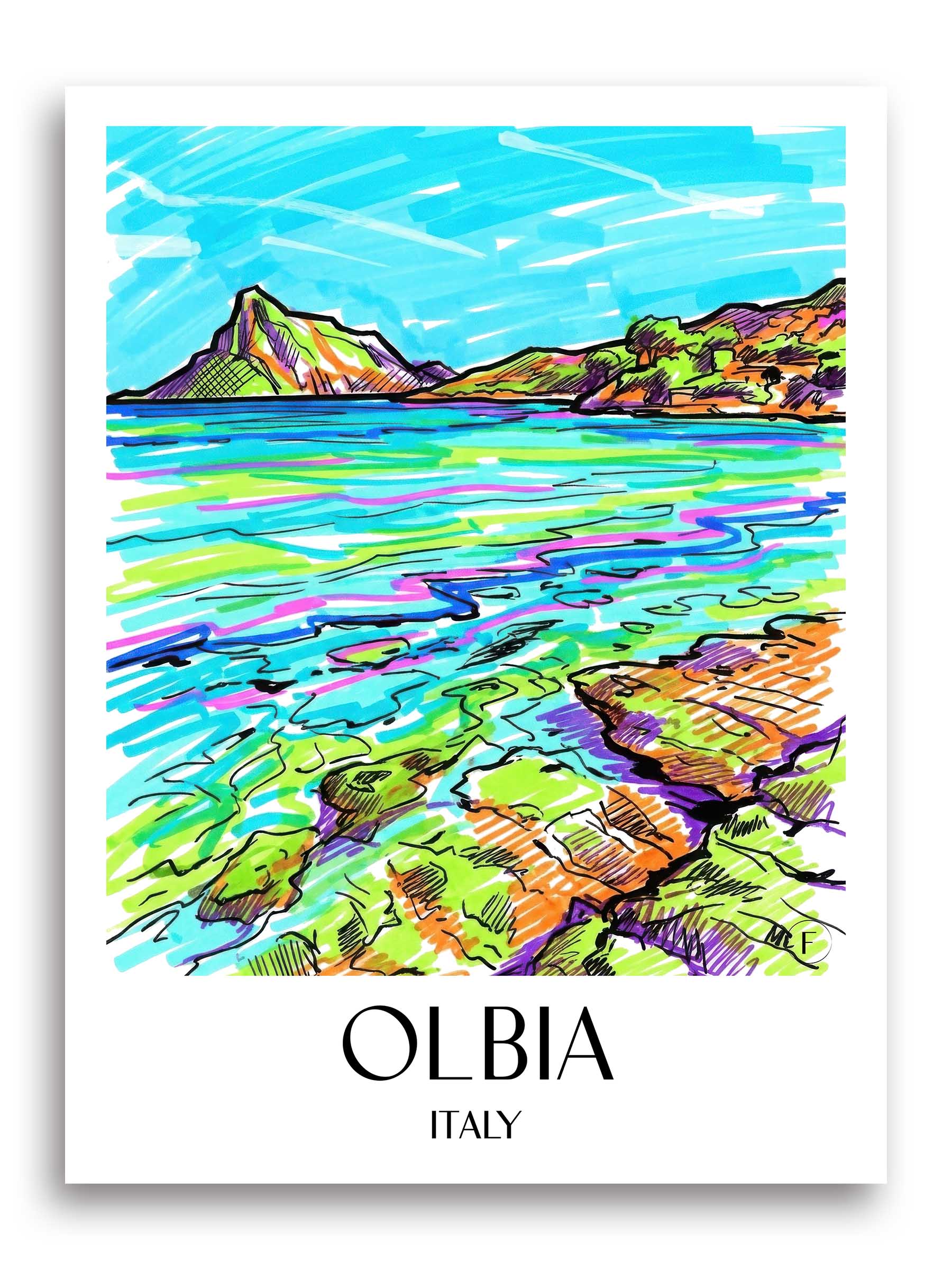 Olbia Poster - - Italien Kunstdruck - Tag Graffiti von A4 bis A1 - favplace
