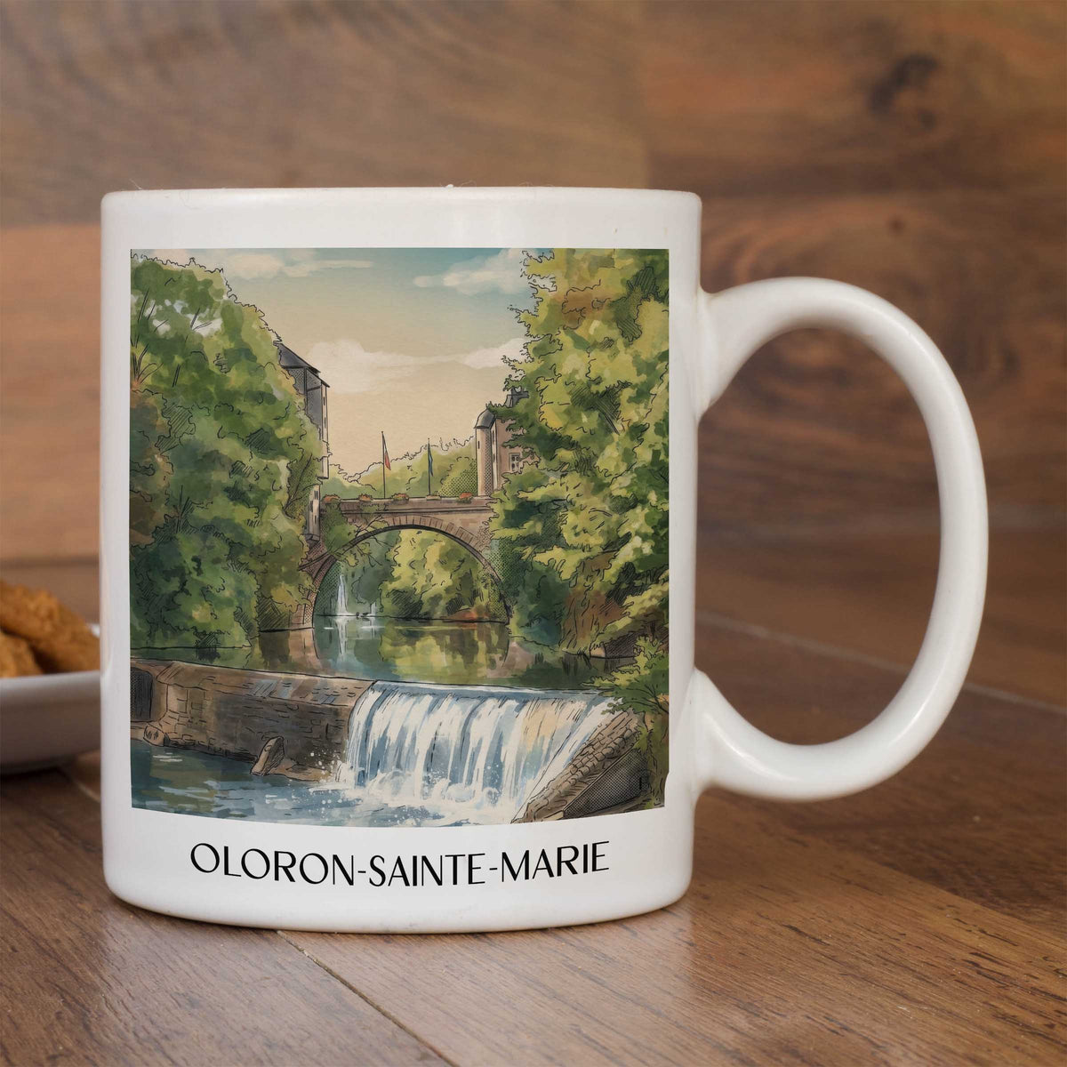 oloron-sainte-marie-béarn-frankreich-kaffeebecher-aquarell