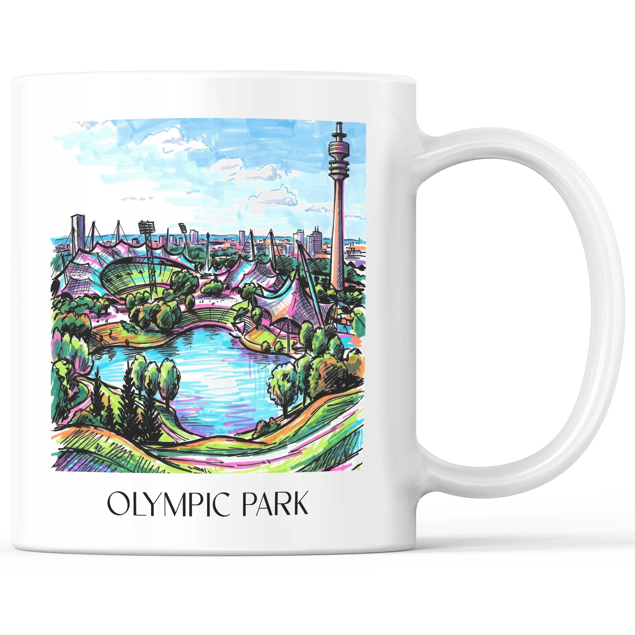 Olympiapark Kaffeebecher - München - Deutschland Becher - Kaffeetasse im Tag Graffiti Stil