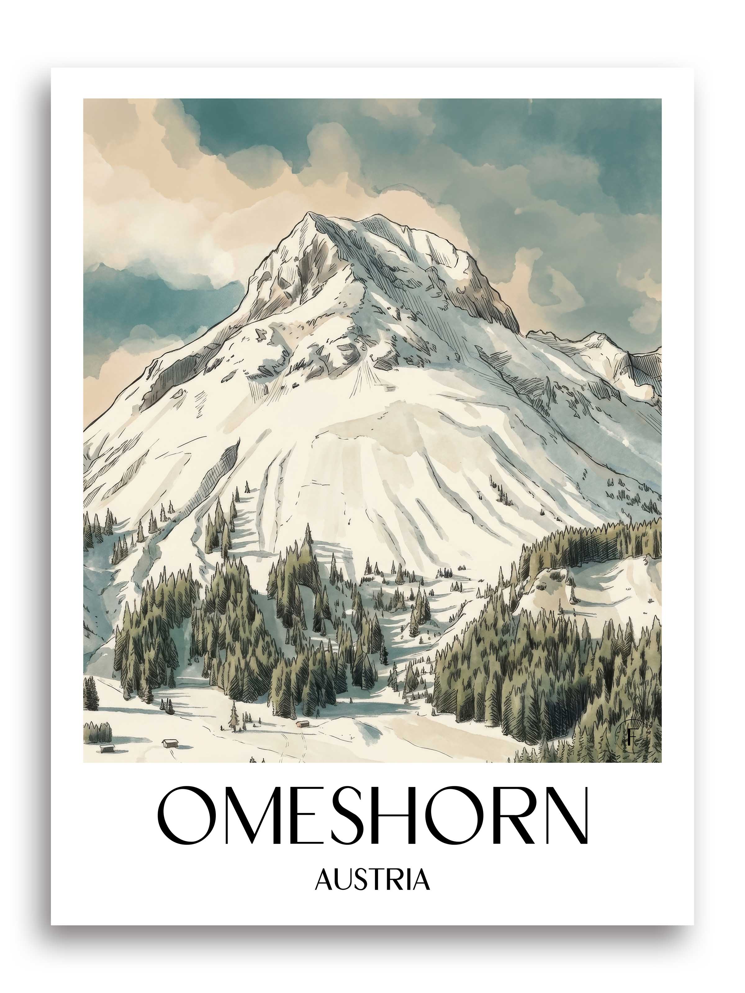 Omeshorn Poster - Lech am Arlberg - Österreich und Österreich Kunstdruck - Aquarell von A4 bis A1 - favplace