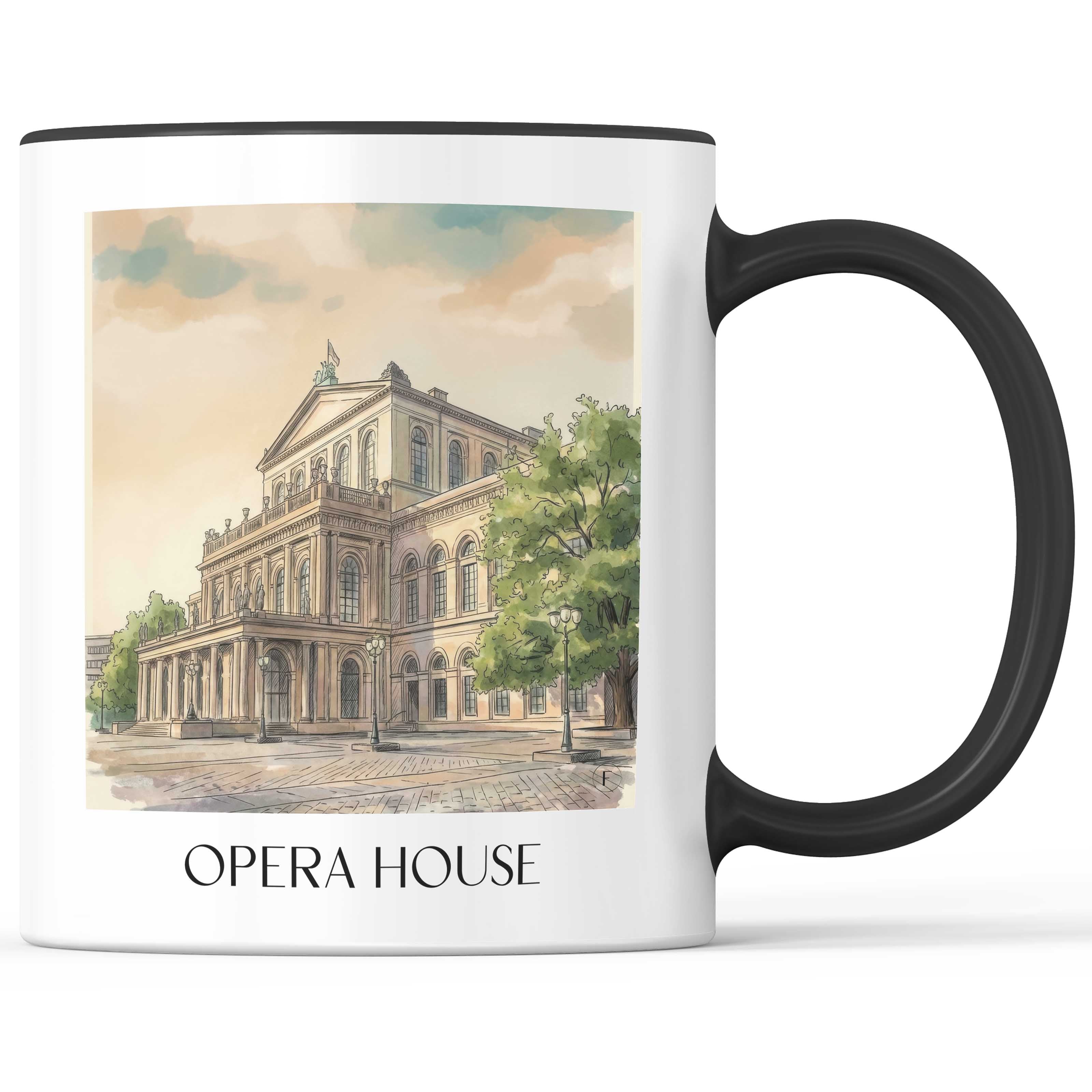 Opernhaus Kaffeebecher - Hannover - Deutschland Becher - Kaffeetasse im Aquarell Stil - favplace