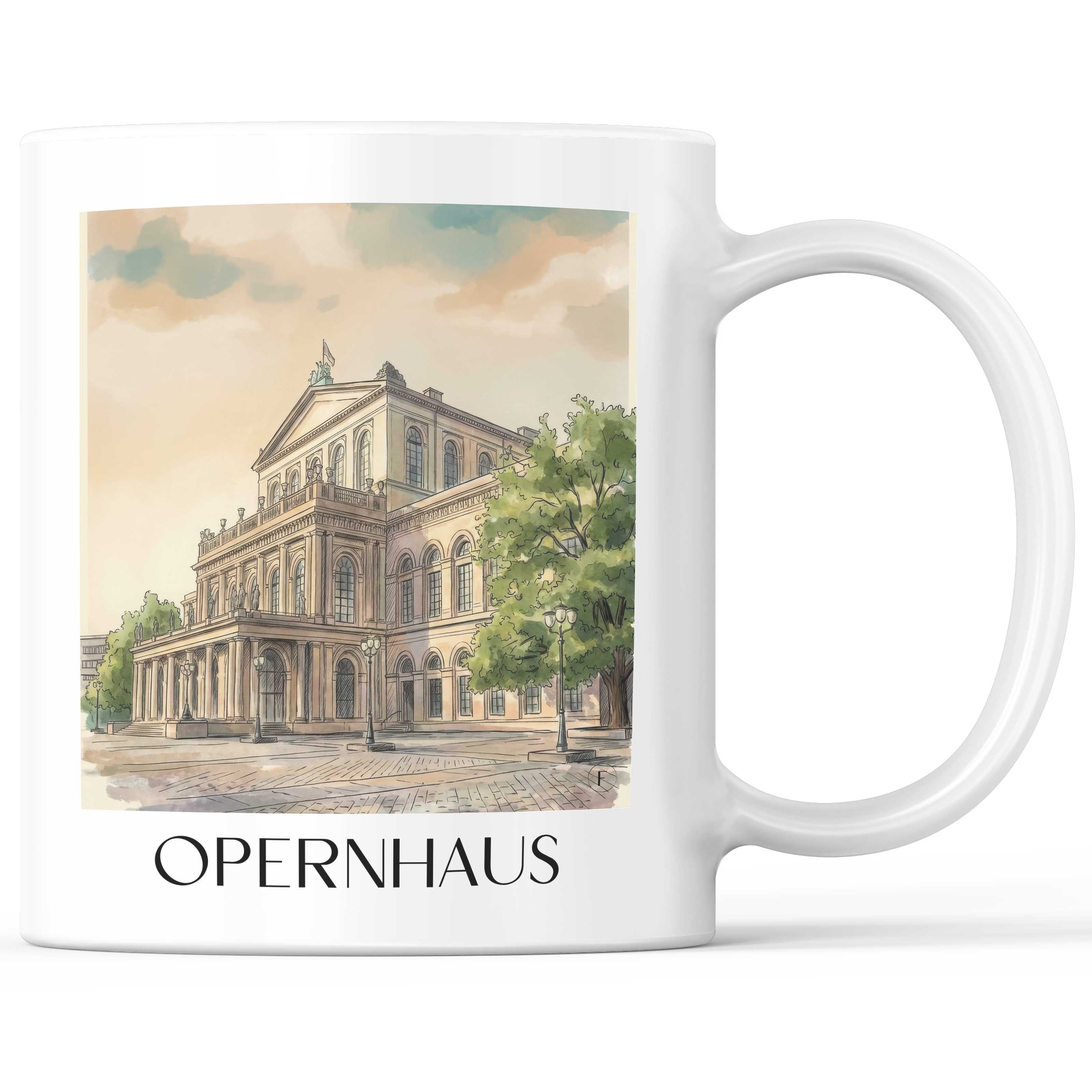 Opernhaus Kaffeebecher - Hannover - Deutschland Becher - Kaffeetasse im Aquarell Stil - favplace