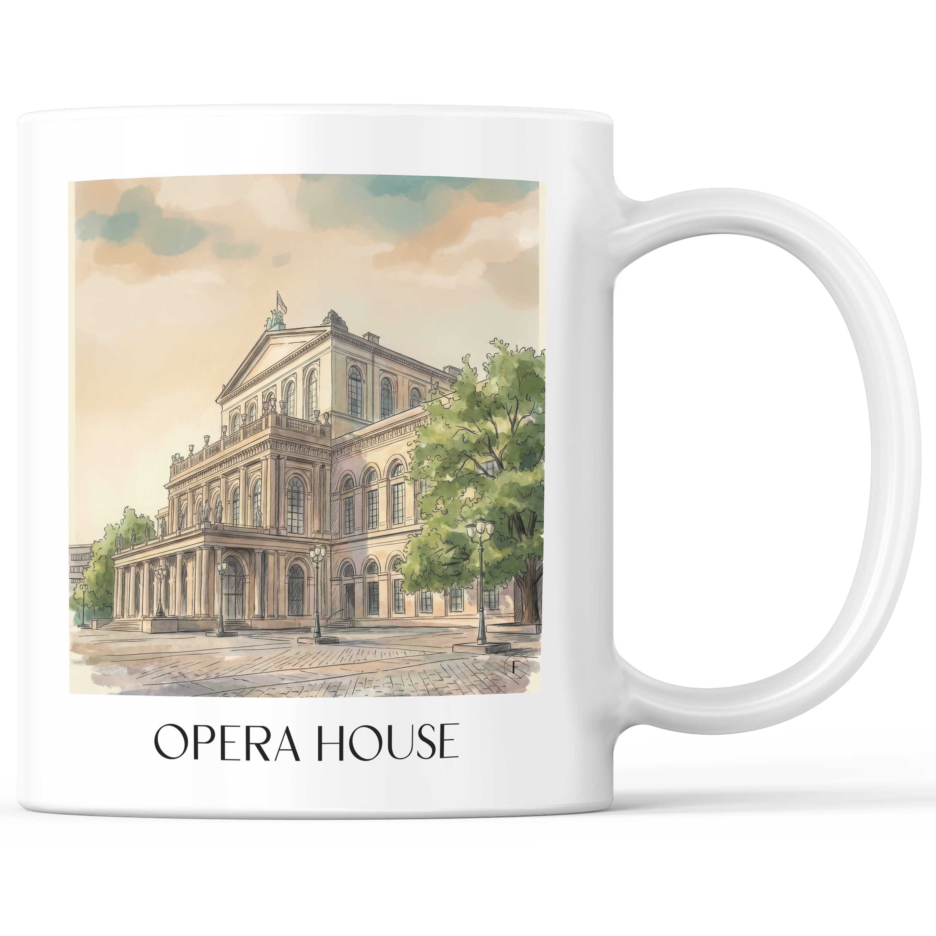 Opernhaus Kaffeebecher - Hannover - Deutschland Becher - Kaffeetasse im Aquarell Stil - favplace