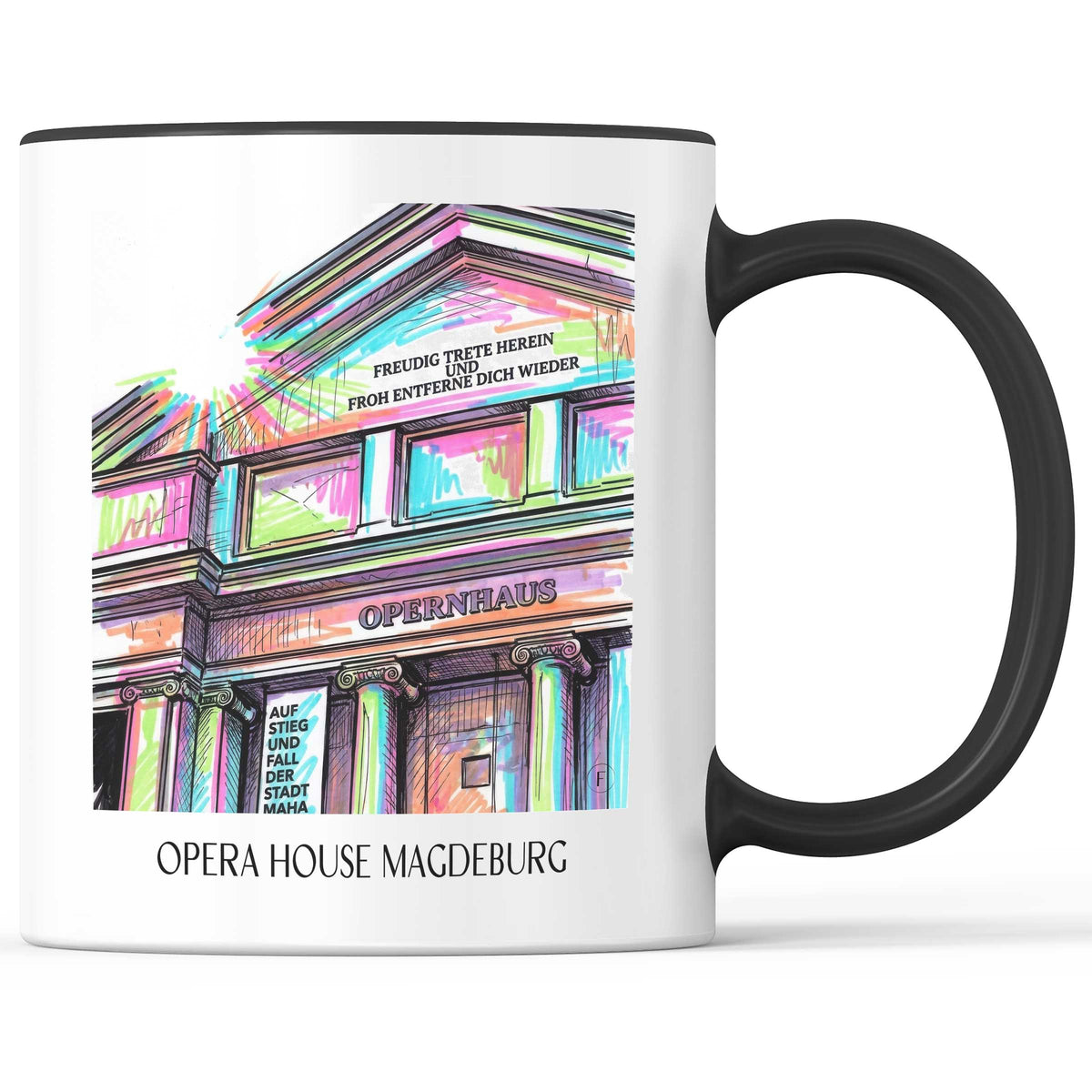 Opernhaus Kaffeebecher - Magdeburg - Deutschland Becher - Kaffeetasse im Tag Graffiti Stil - favplace