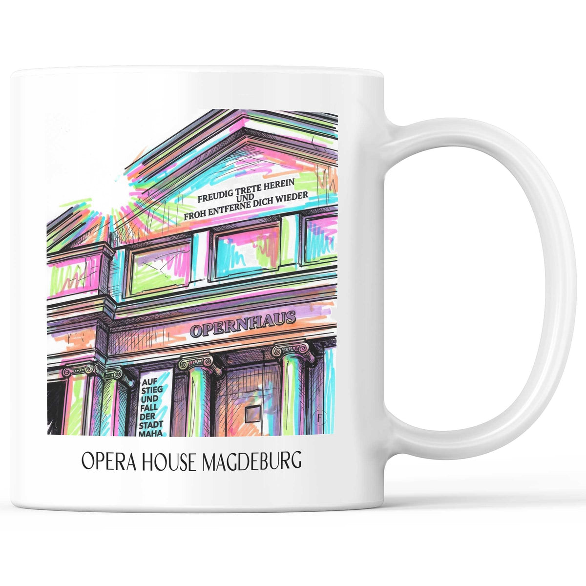 Opernhaus Kaffeebecher - Magdeburg - Deutschland Becher - Kaffeetasse im Tag Graffiti Stil - favplace