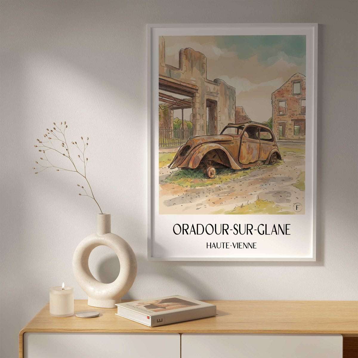 oradour-sur-glane-haute-vienne-frankreich-poster-aquarell