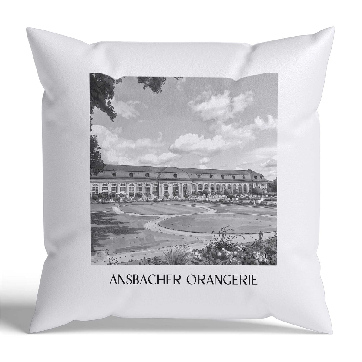 orangerie-ansbach-deutschland-kissenbezug-aquarell-schwarz-weiss