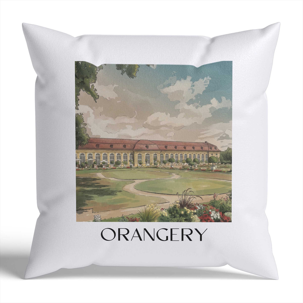 Orangerie Kissenhülle - Zierkissen Bezug - Ansbach - Deutschland Kissen bzw. Kissenbezug im Aquarell Stil - favplace