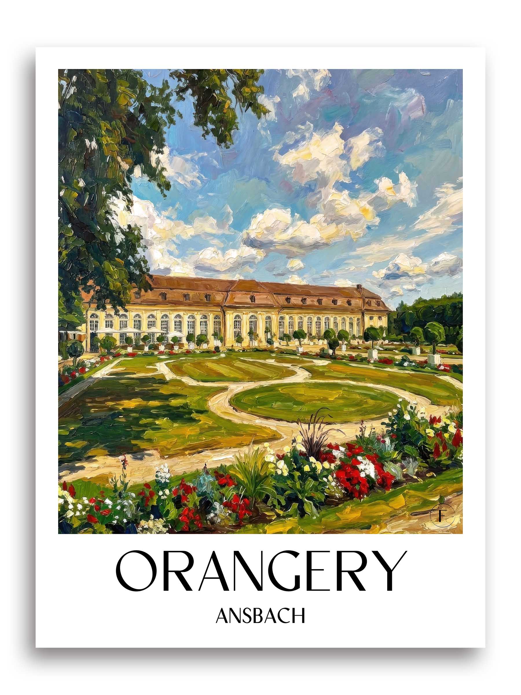 Orangerie Poster - Ansbach - Deutschland Kunstdruck - Ölgemälde von A4 bis A1 - favplace