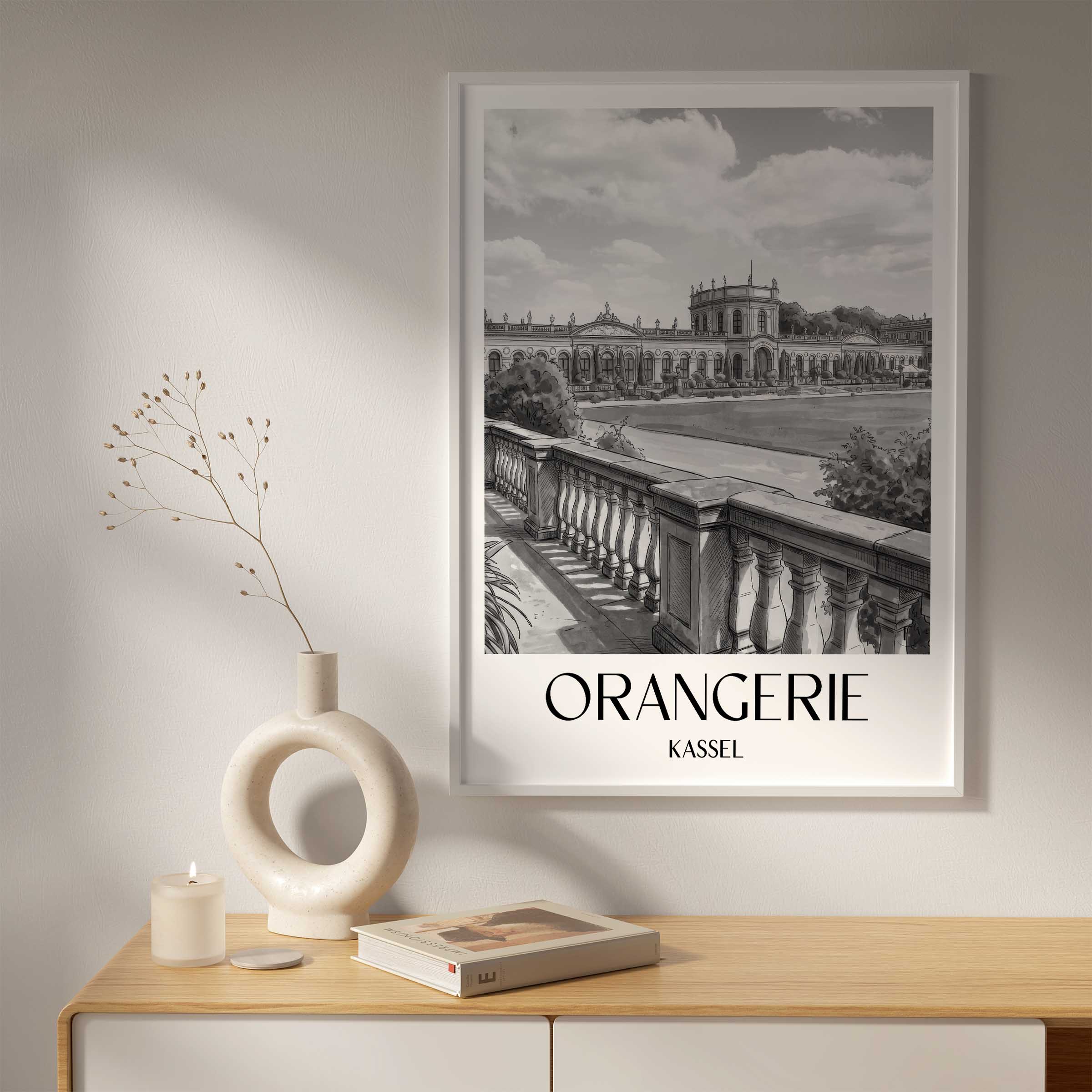 orangerie-kassel-deutschland-poster-aquarell-schwarz-weiss