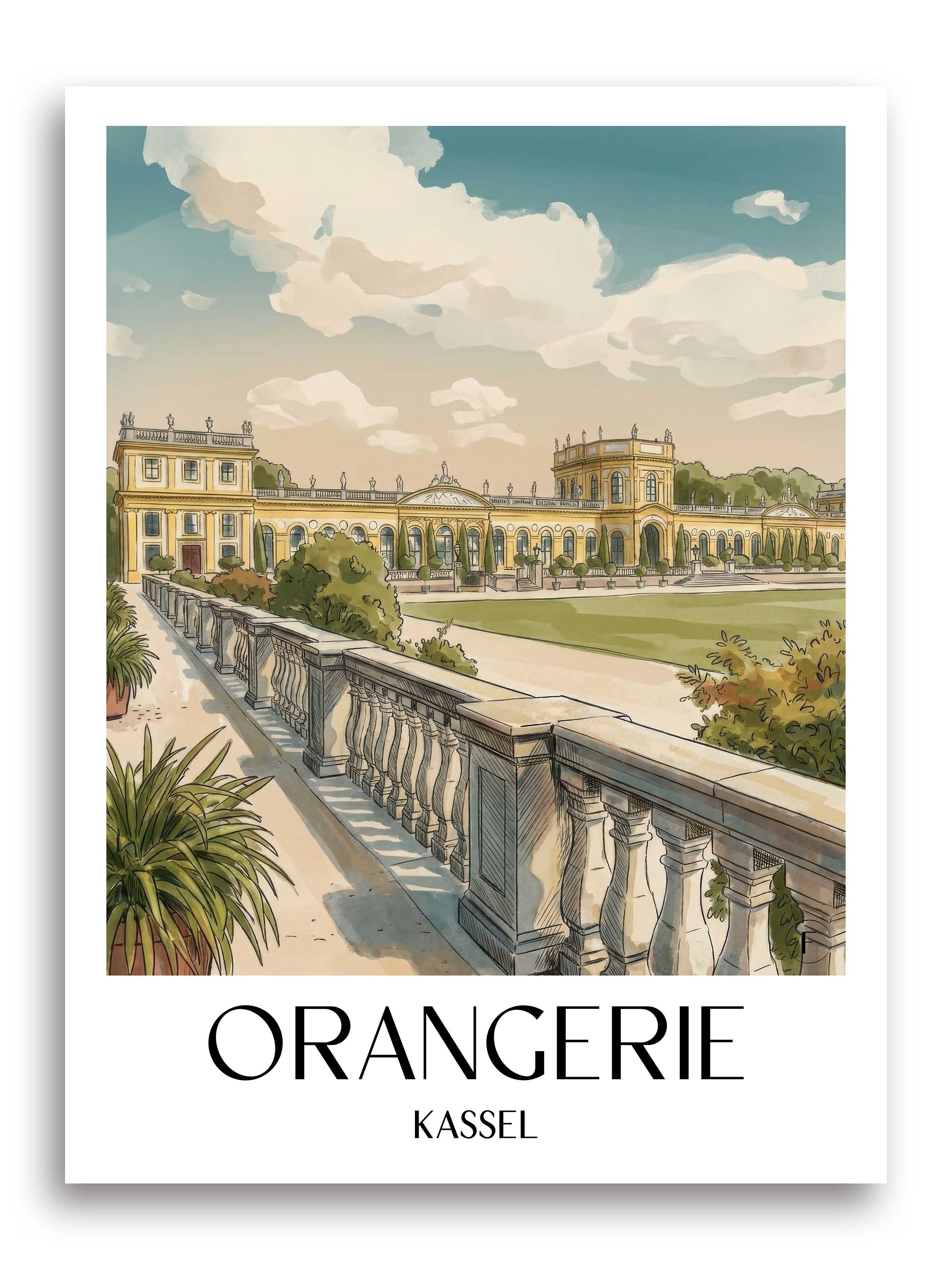 orangerie-kassel-deutschland-poster-aquarell