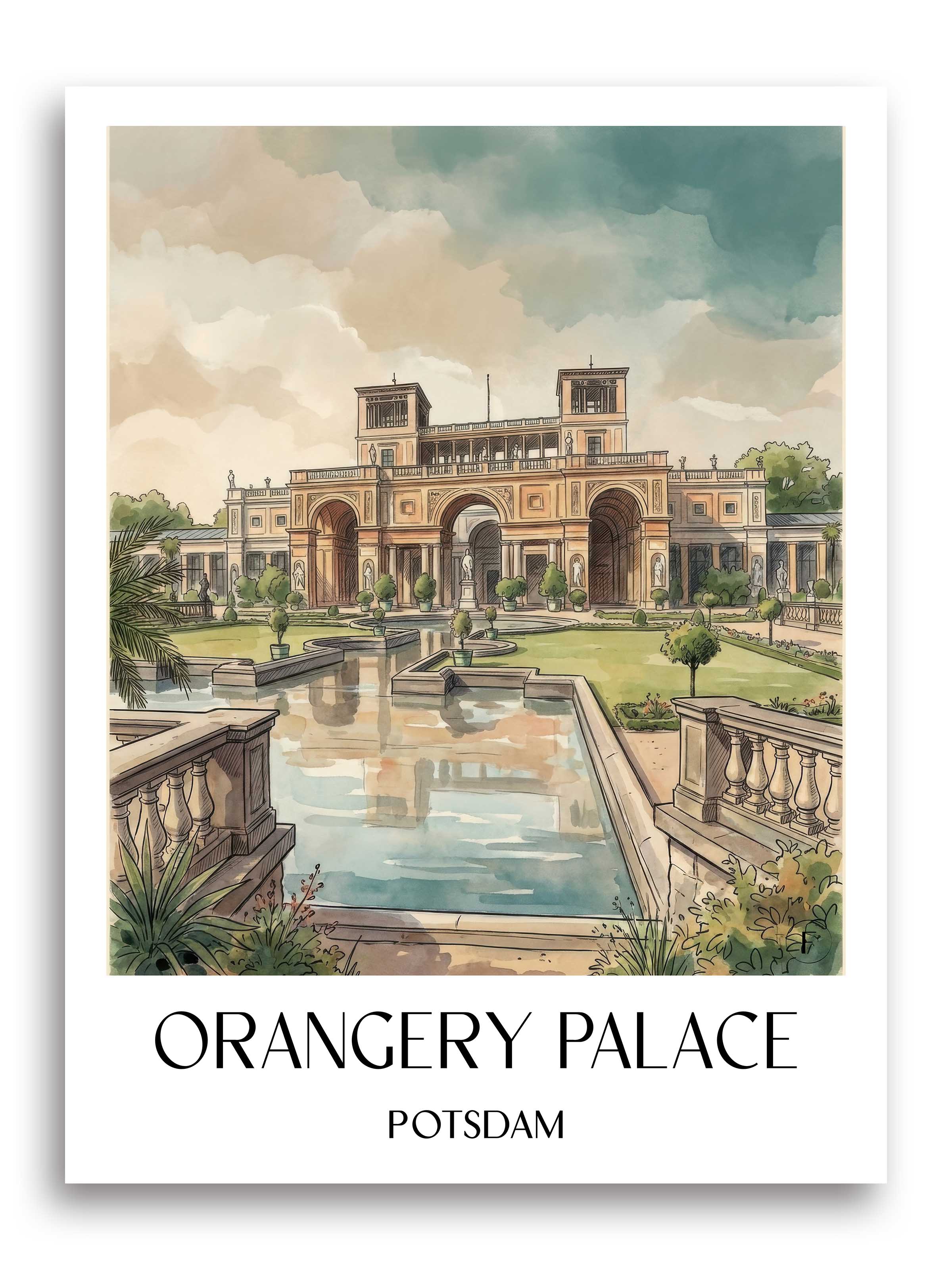 Orangerieschloss Poster - Potsdam - Deutschland Kunstdruck - Aquarell von A4 bis A1 - favplace