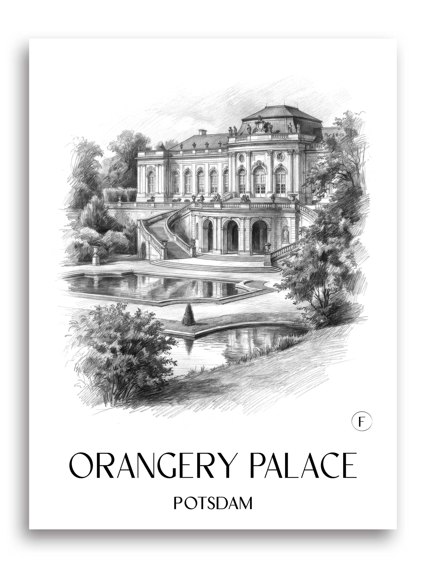 Orangerieschloss Poster - Potsdam - Deutschland Kunstdruck - Zeichnung von A4 bis A1