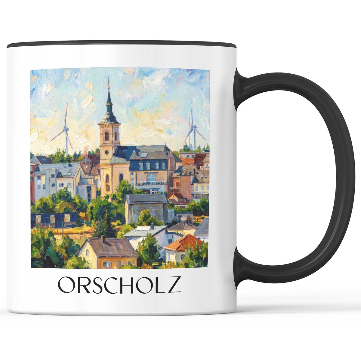Orscholz Kaffeebecher - Saarschleife - Deutschland Becher - Kaffeetasse im Ölgemälde Stil - favplace