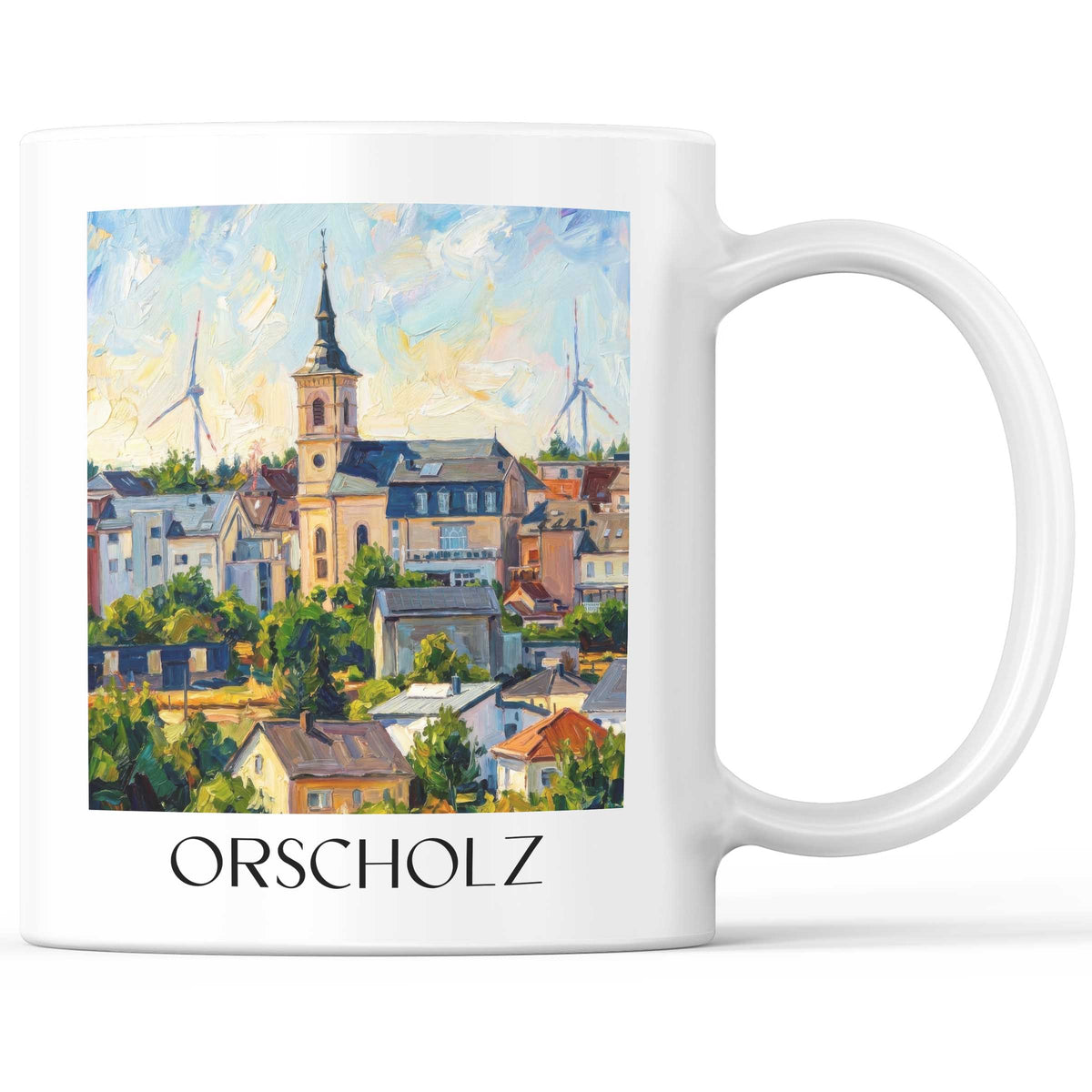 Orscholz Kaffeebecher - Saarschleife - Deutschland Becher - Kaffeetasse im Ölgemälde Stil - favplace