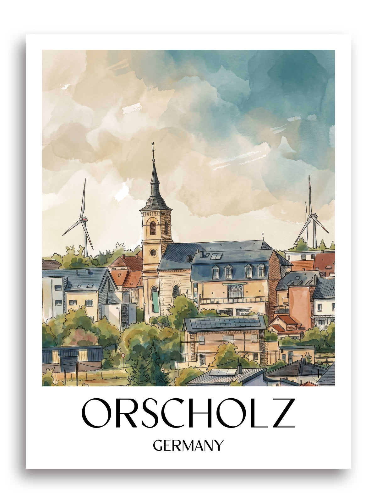 Orscholz Poster - Saarschleife - Deutschland Kunstdruck - Aquarell von A4 bis A1 - favplace