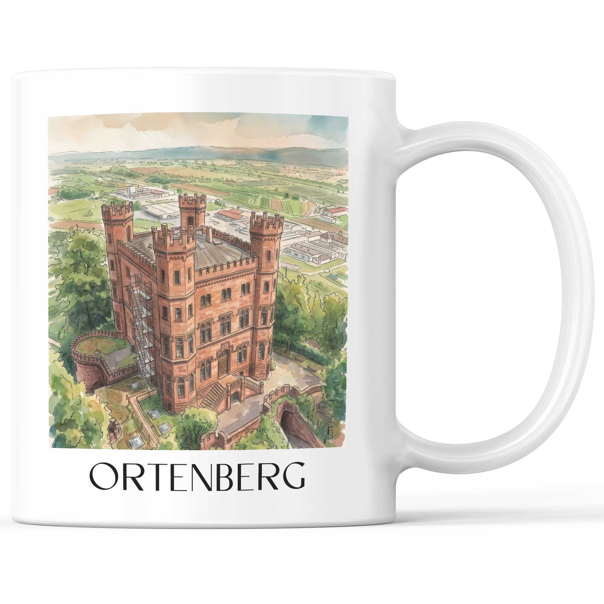 Ortenberg Kaffeebecher - Baden-Württemberg - Deutschland Becher - Kaffeetasse im Aquarell Stil - favplace