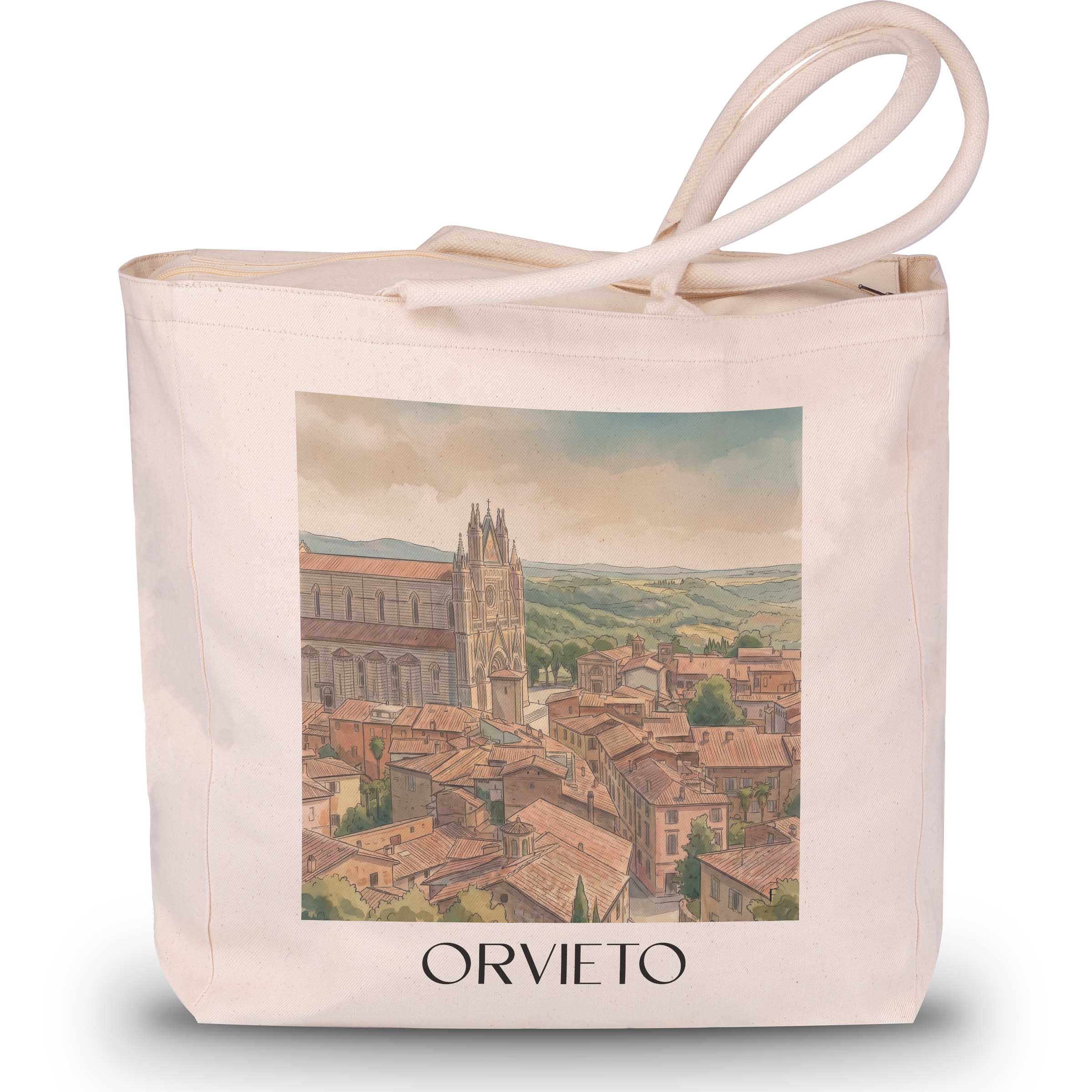 Orvieto Shopping Tasche - Umbrien - Italien Tote Bag - Einkaufstasche im Aquarell Stil - favplace