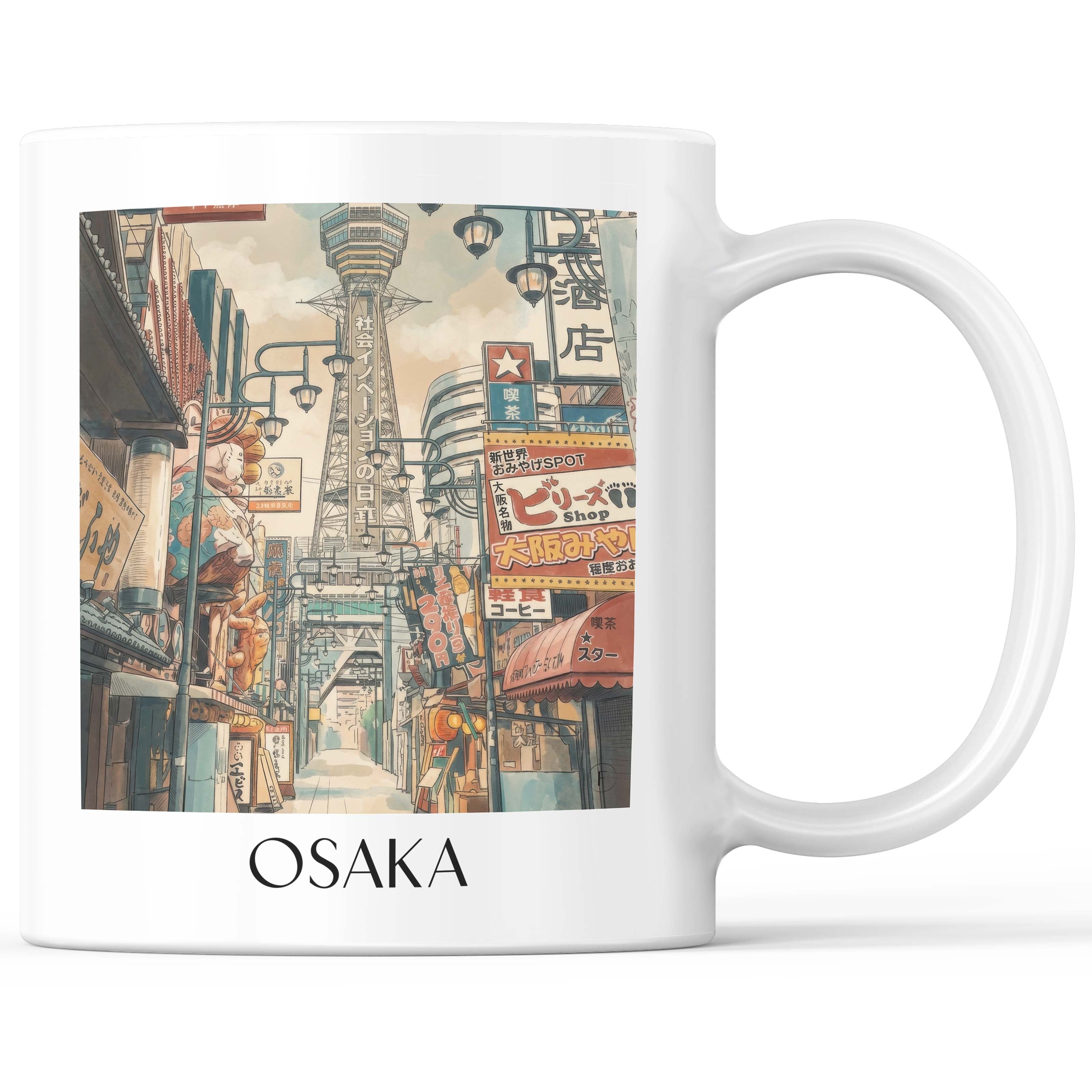 Osaka - Japan Becher - Kaffeetasse im Aquarell Stil - favplace
