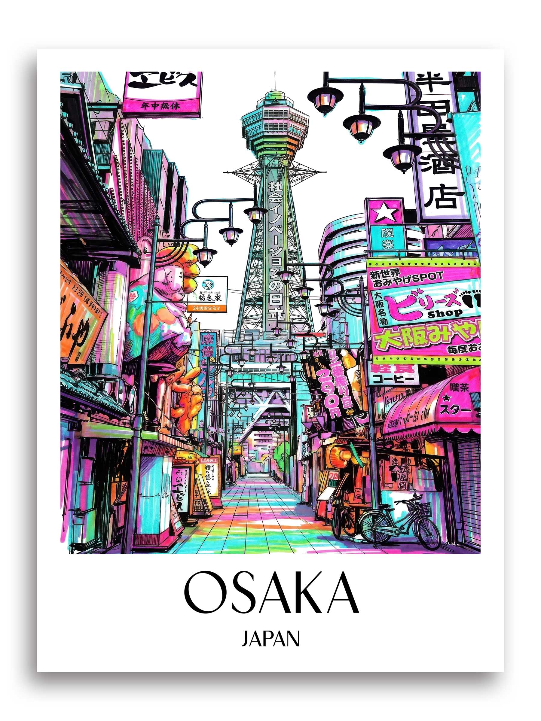 Osaka Poster - - Japan Kunstdruck - Tag Graffiti von A4 bis A1 - favplace