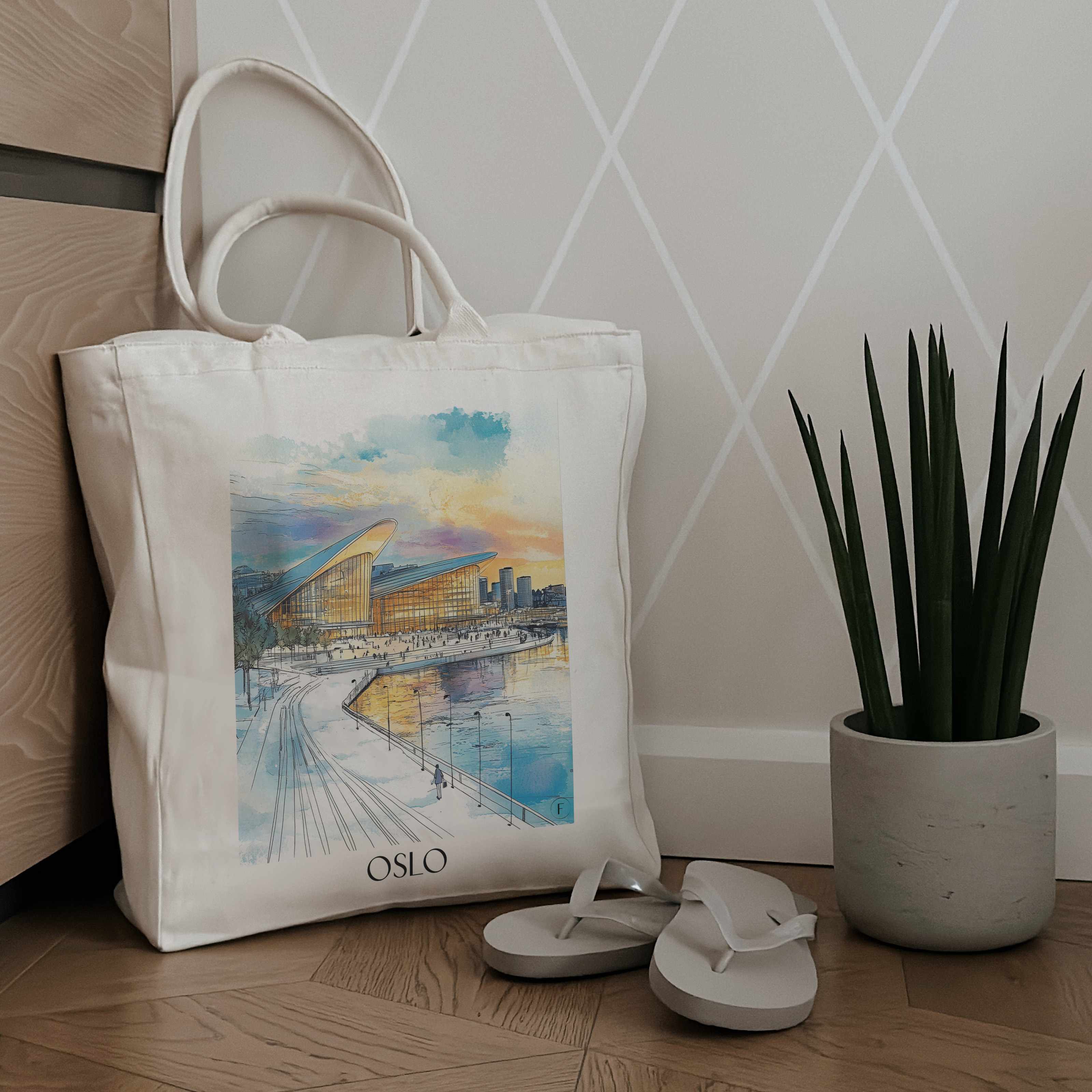 oslo-norwegen-einkaufstasche-aquarell