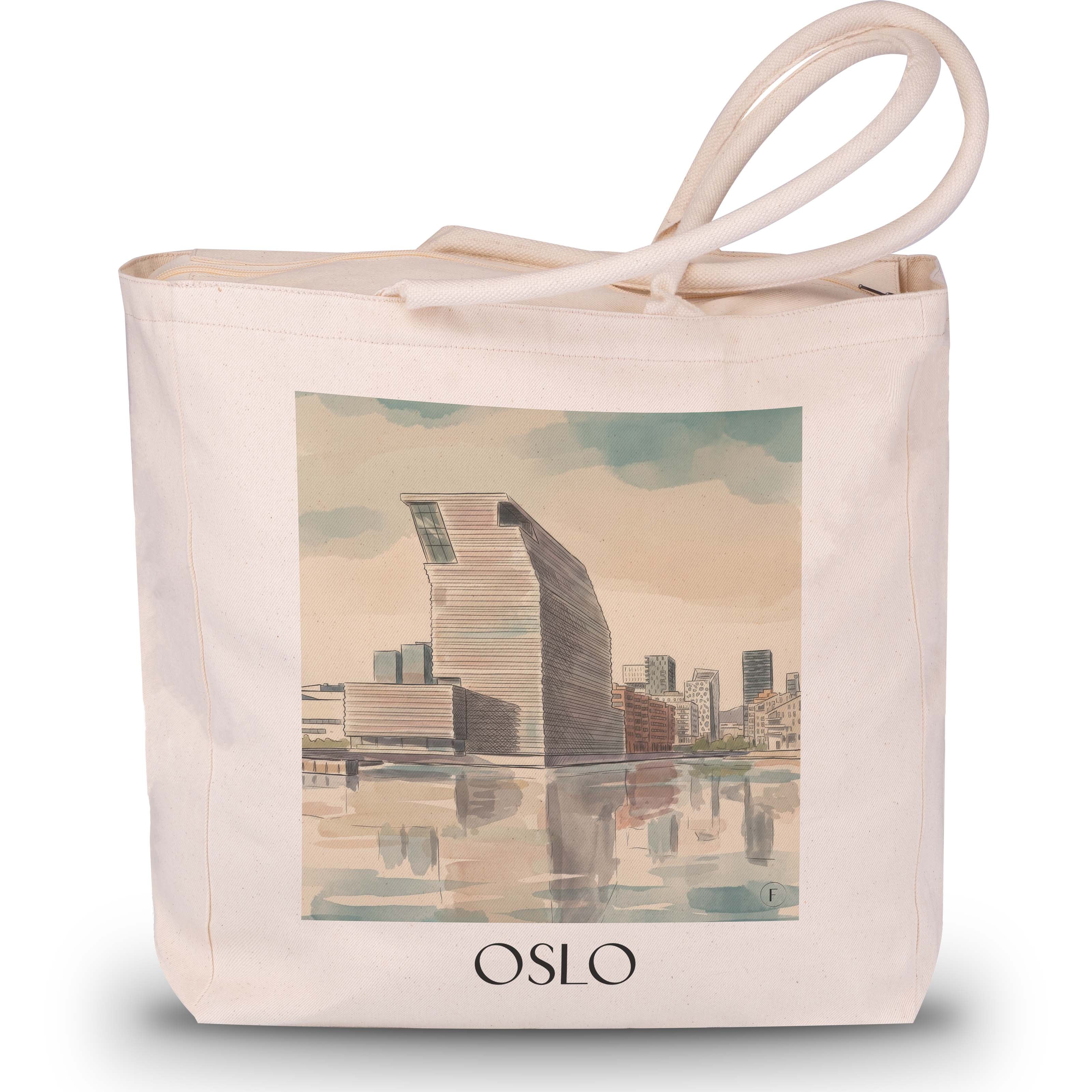 Oslo - Norwegen Tote Bag - Einkaufstasche im Aquarell Stil - favplace
