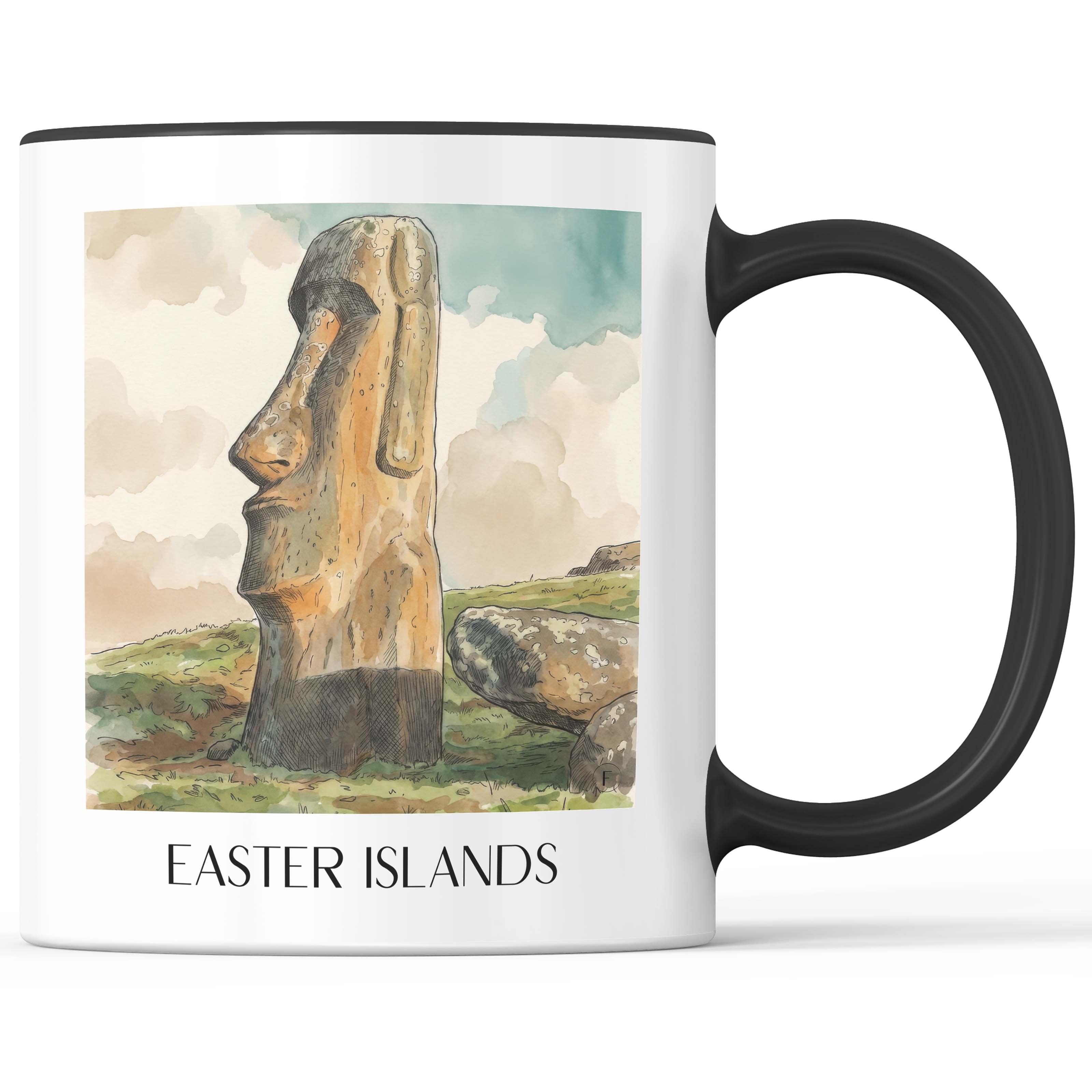Oster Inseln - Chile Becher - Kaffeetasse im Aquarell Stil - favplace