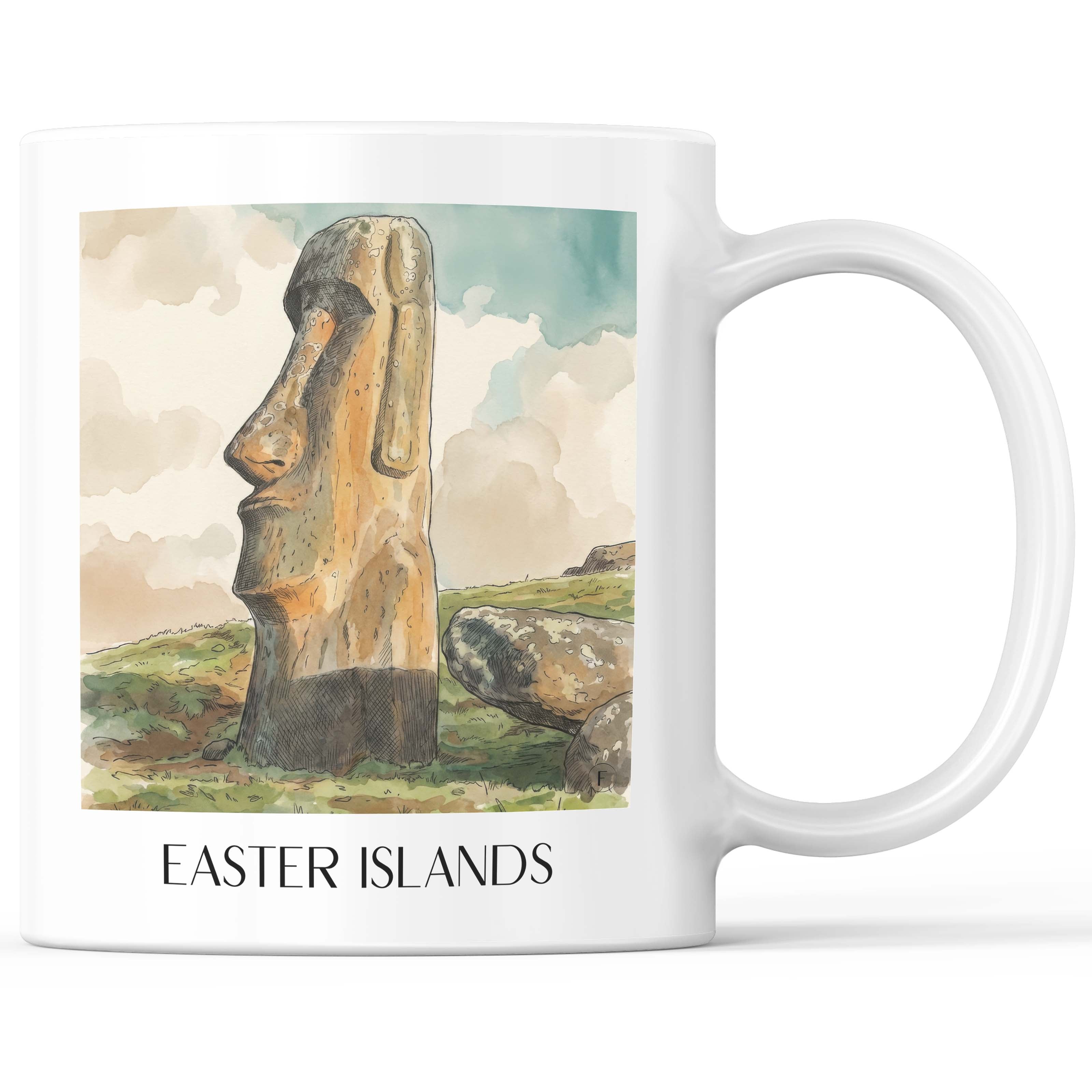 Oster Inseln - Chile Becher - Kaffeetasse im Aquarell Stil - favplace