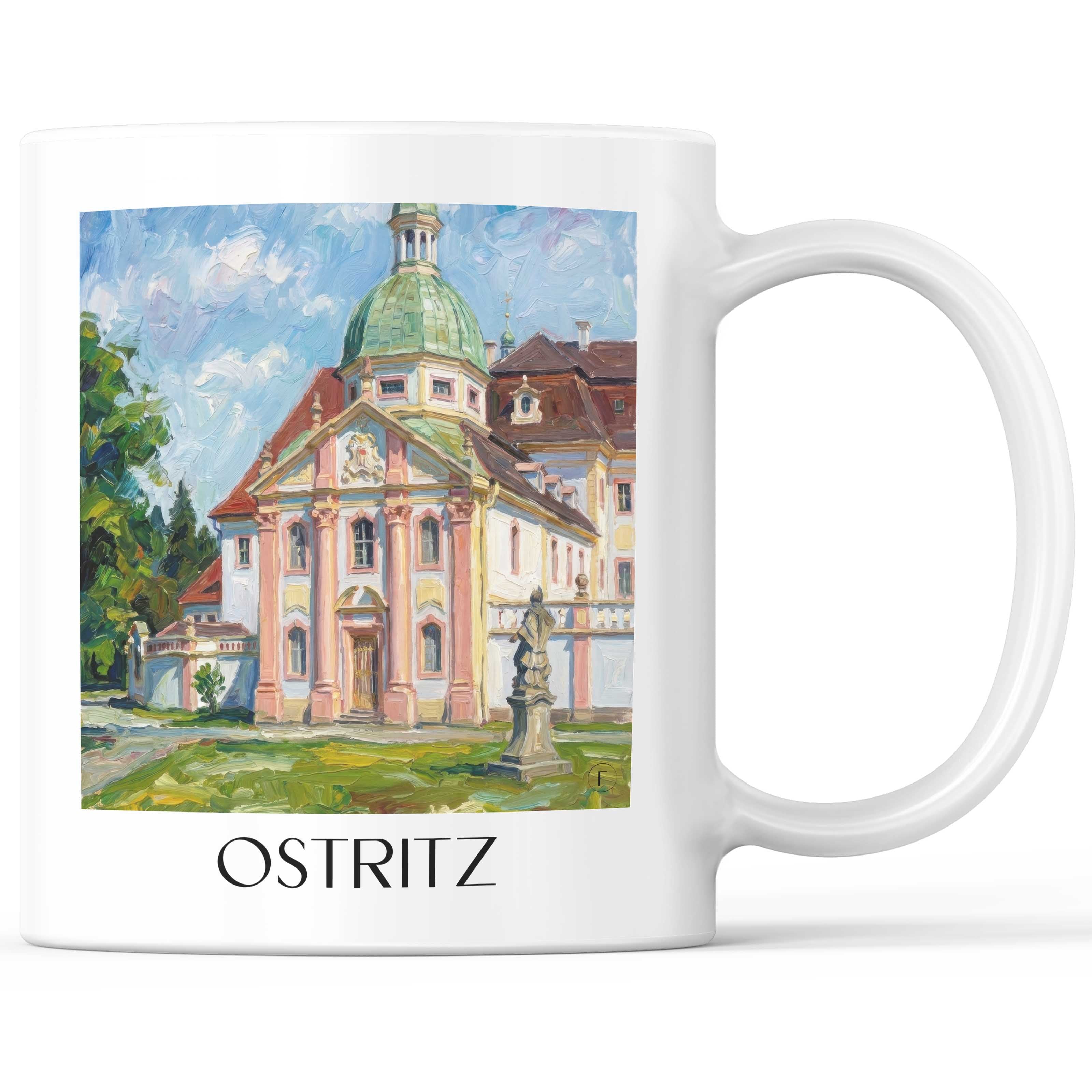 Ostritz Kaffeebecher - Oberlausitz - Deutschland Becher - Kaffeetasse im Ölgemälde Stil - favplace