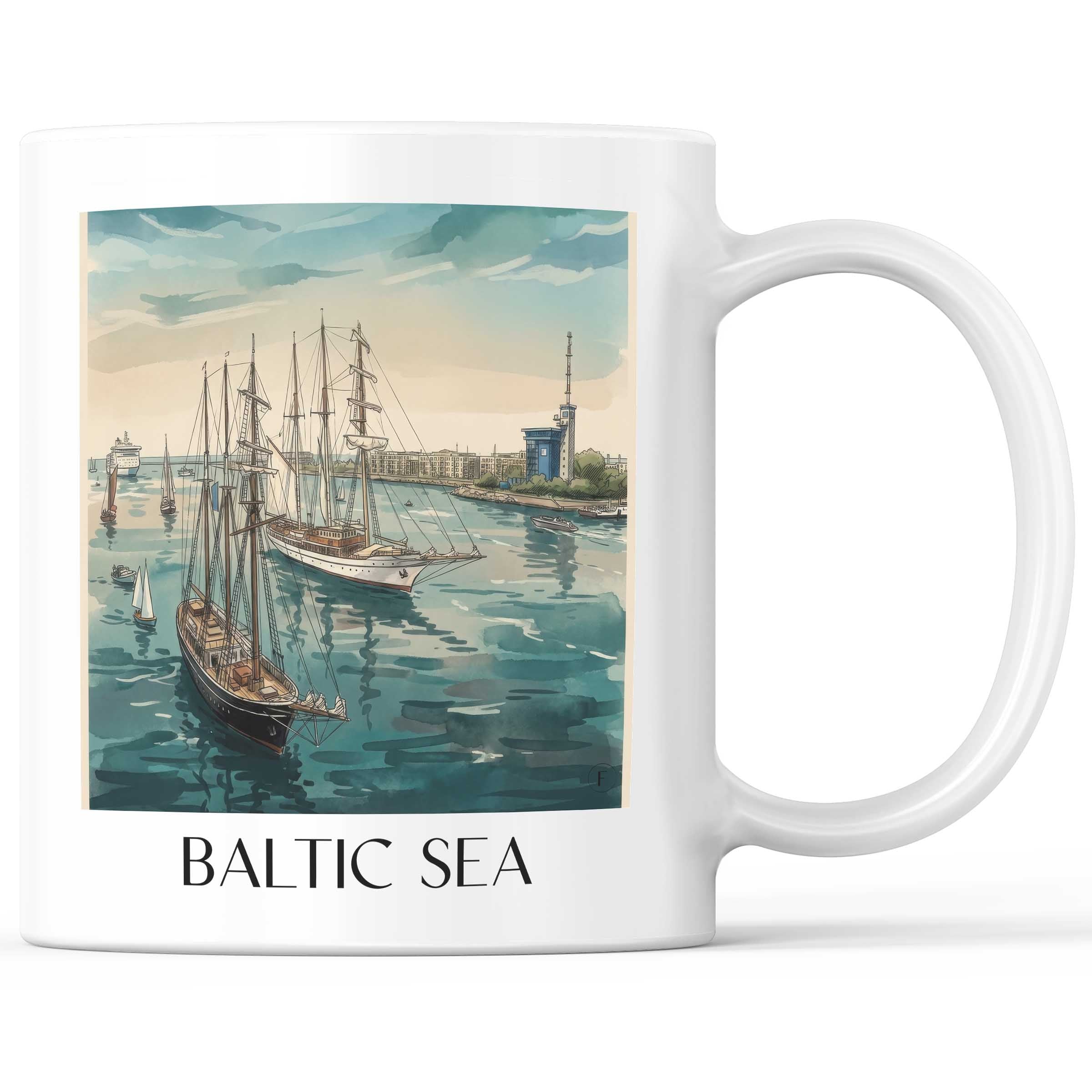 Ostsee Kaffeebecher - Rostock - Deutschland Becher - Kaffeetasse im Aquarell Stil - favplace