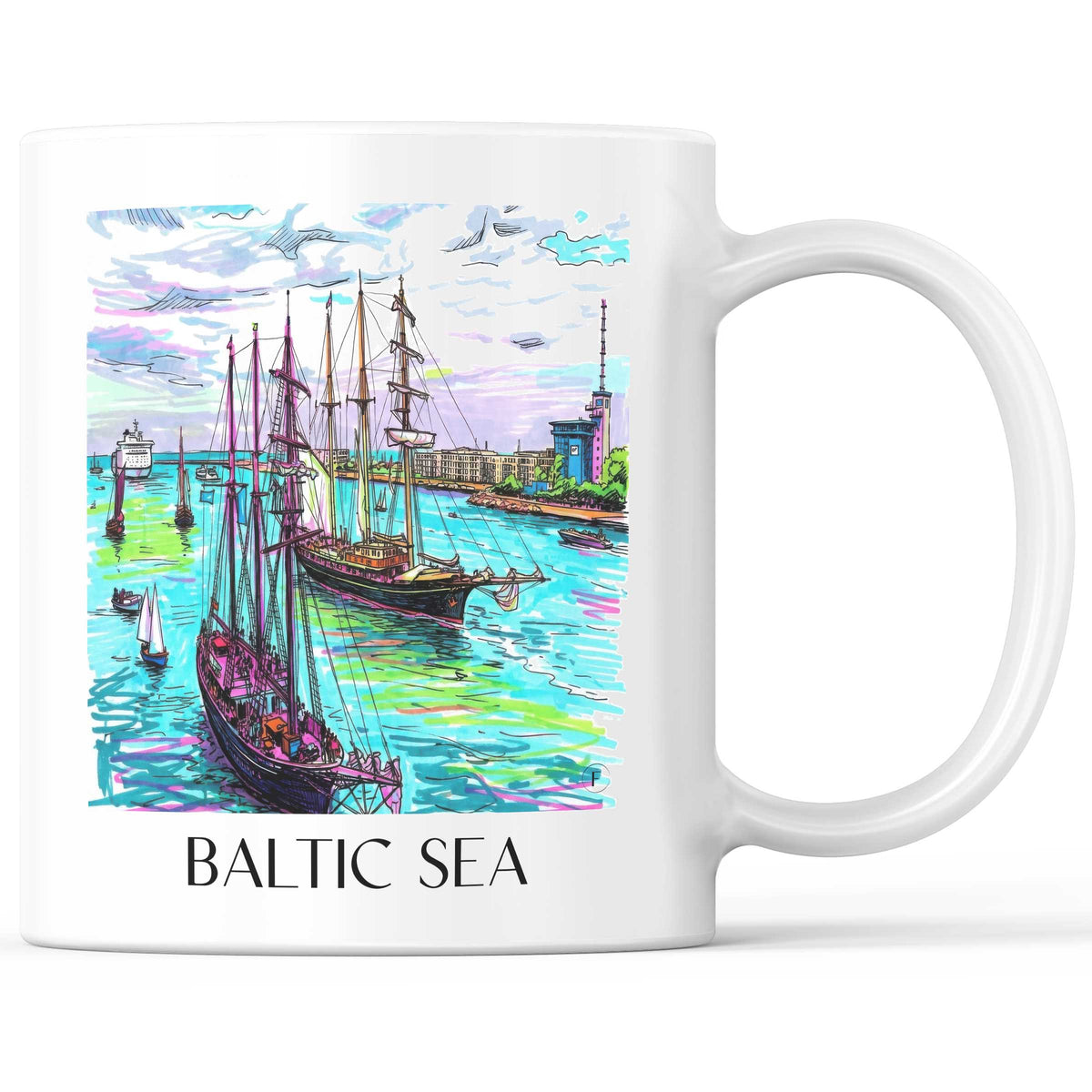 Ostsee Kaffeebecher - Rostock - Deutschland Becher - Kaffeetasse im Tag Graffiti Stil - favplace