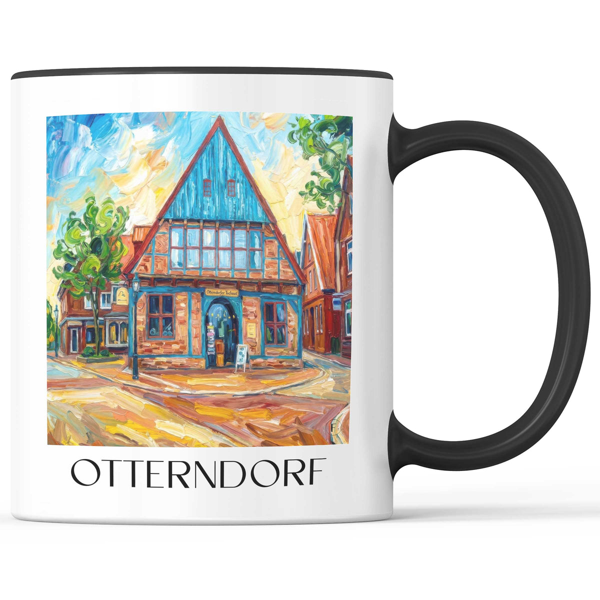 Otterndorf Kaffeebecher - Niedersachsen - Deutschland Becher - Kaffeetasse im Ölgemälde Stil - favplace