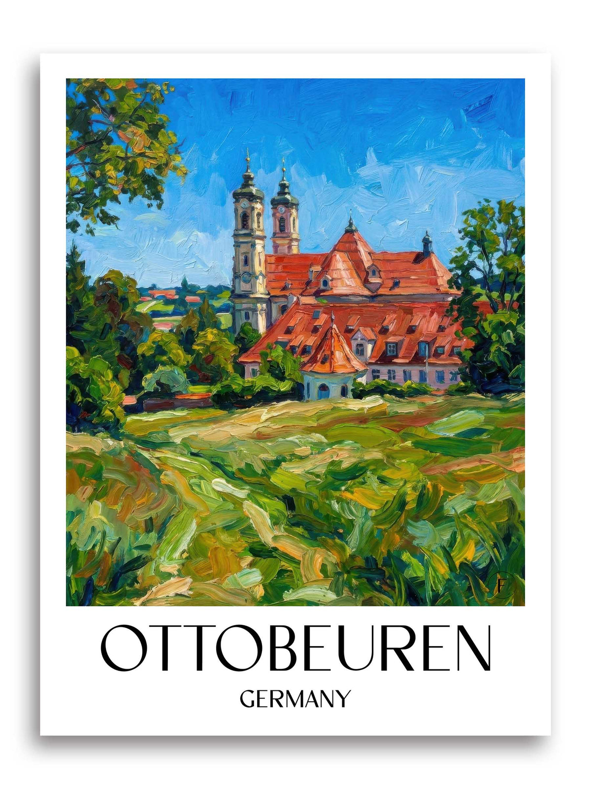 Ottobeuren Poster - Unterallgäu - Deutschland Kunstdruck - Ölgemälde von A4 bis A1 - favplace