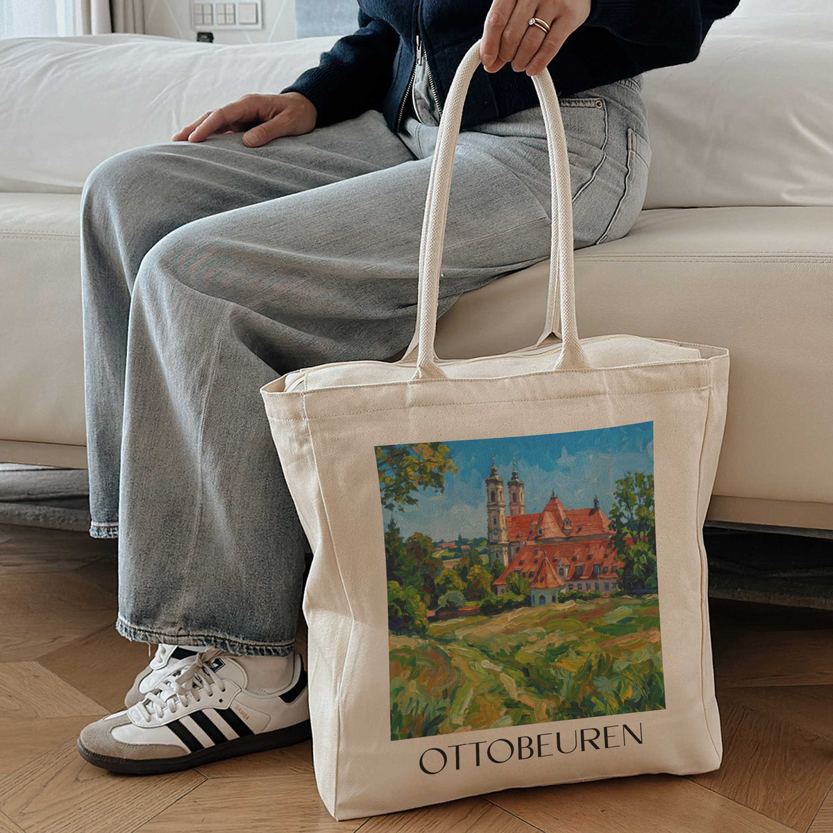 ottobeuren-unterallgäu-deutschland-einkaufstasche-oil-painting-oelgemaelde