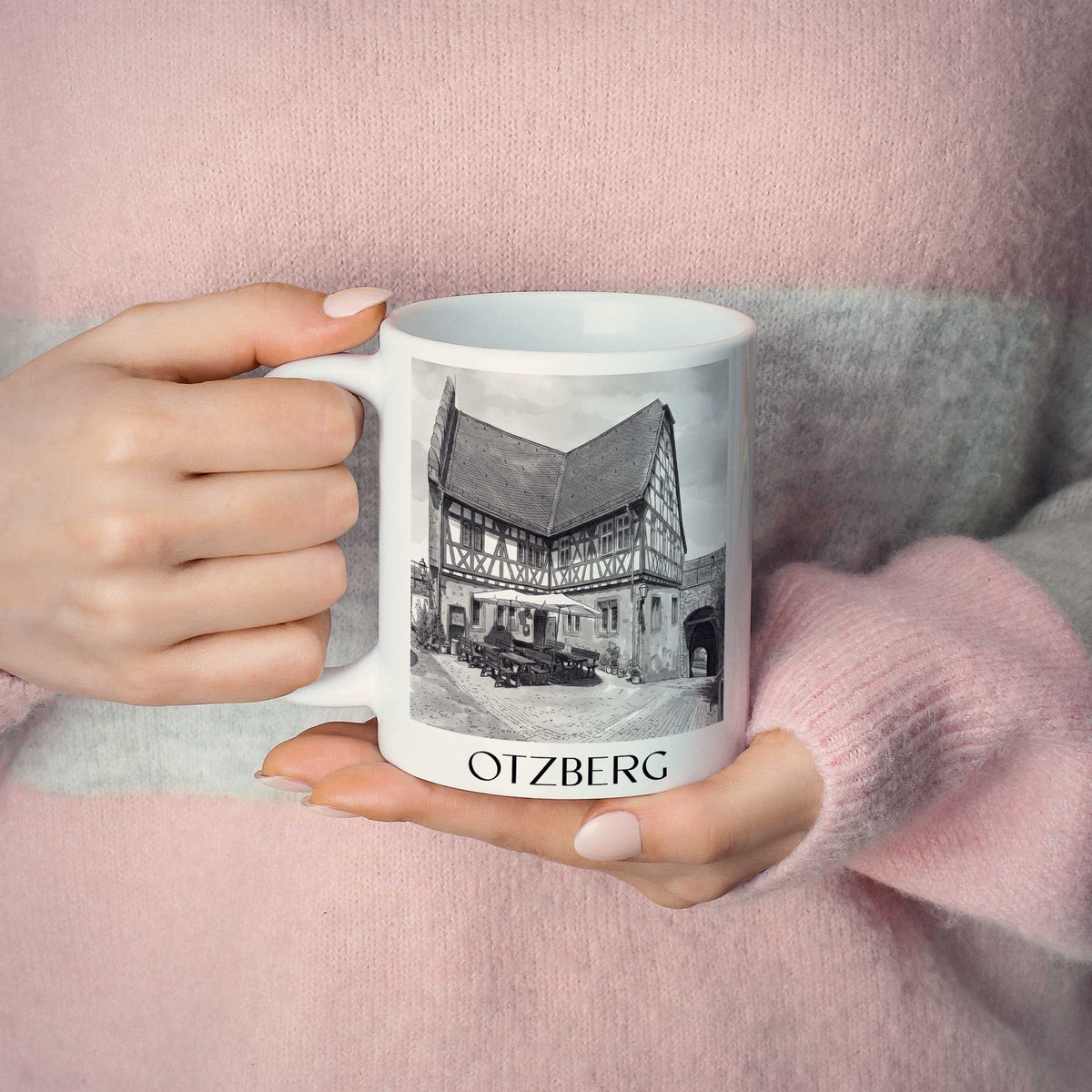 otzberg-odenwald-deutschland-kaffeebecher-aquarell-schwarz-weiss