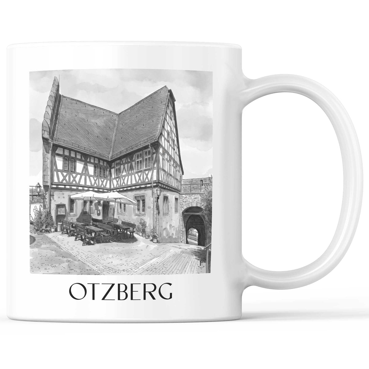 otzberg-odenwald-deutschland-kaffeebecher-aquarell-schwarz-weiss