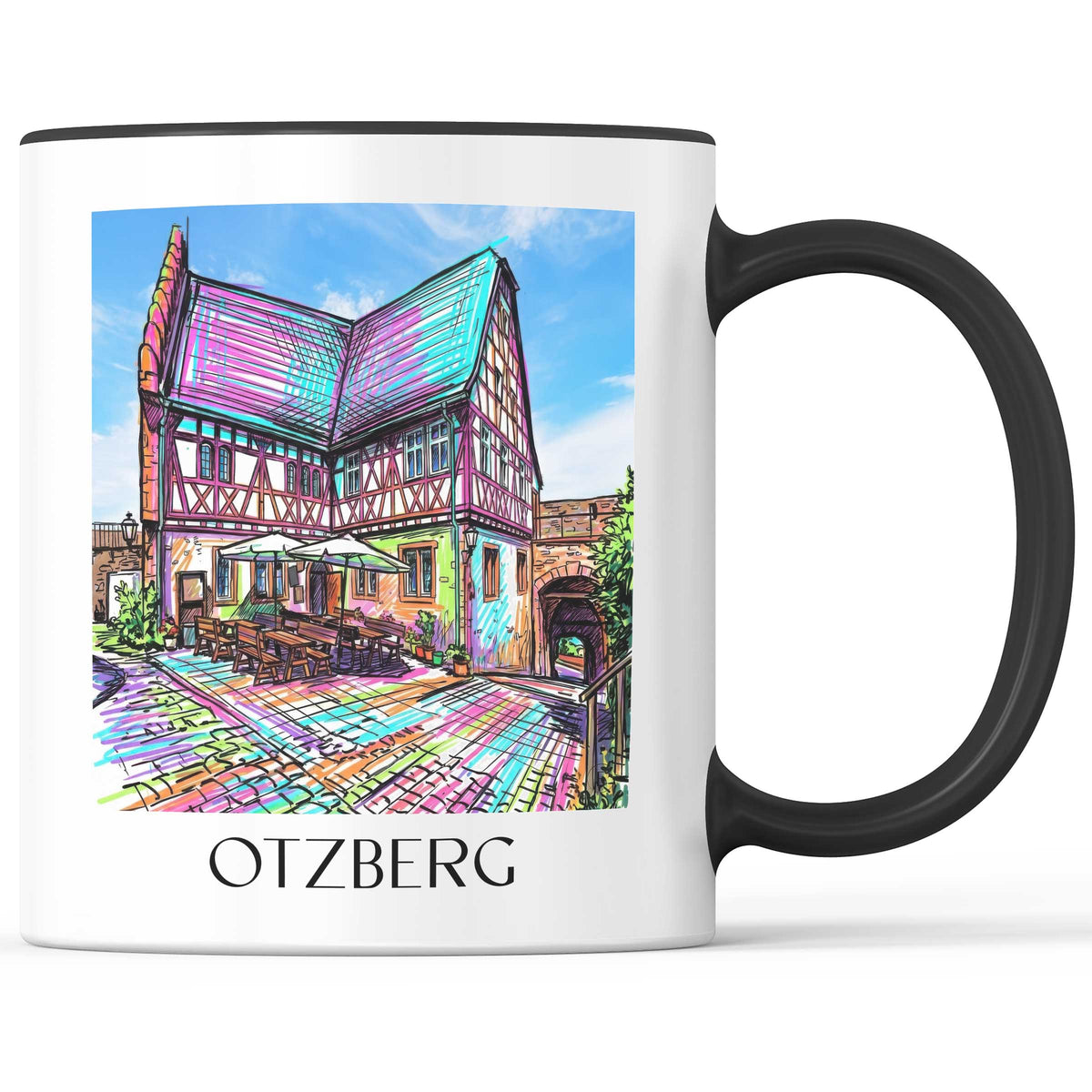 Otzberg Kaffeebecher - Odenwald - Deutschland Becher - Kaffeetasse im Tag Graffiti Stil - favplace