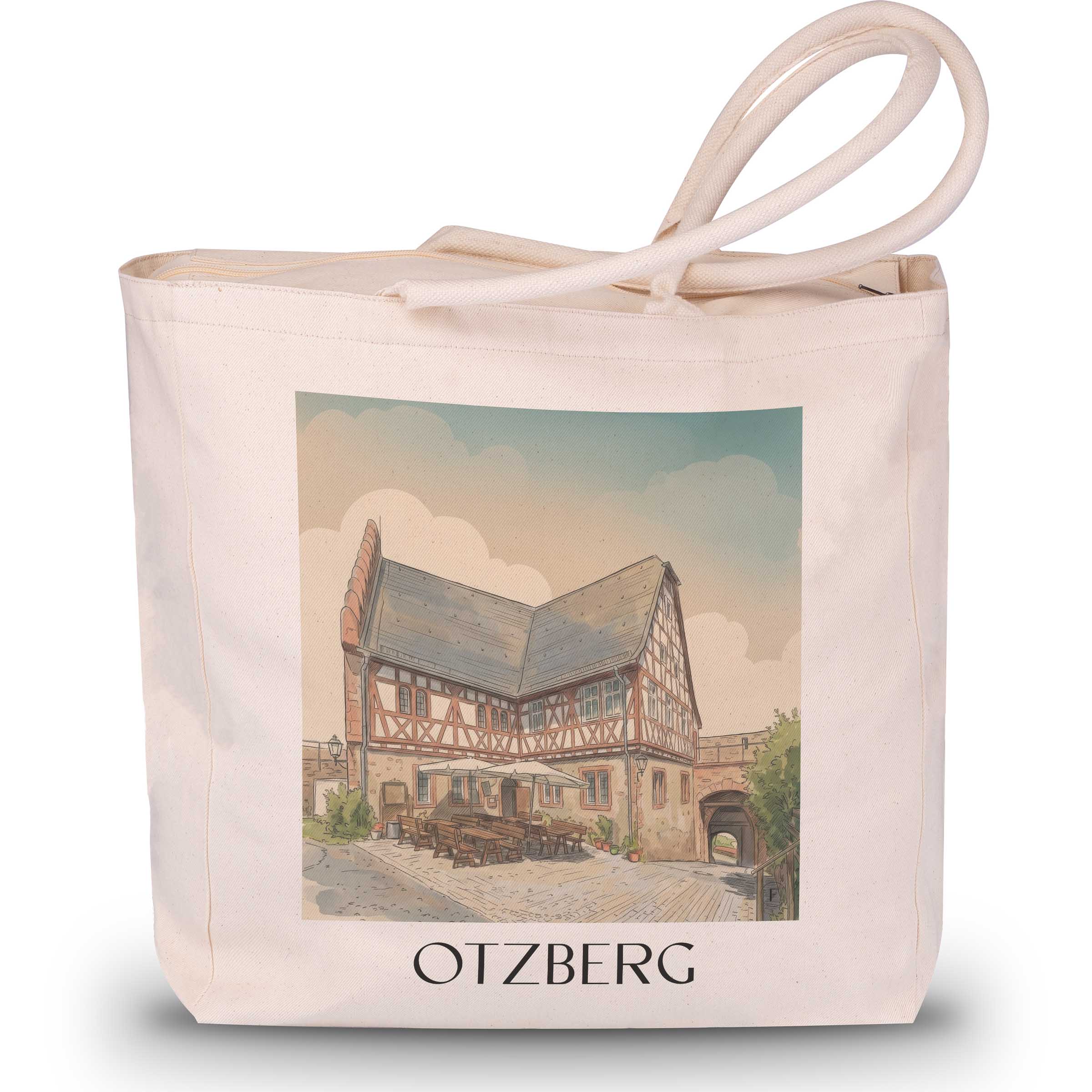 Otzberg Shopping Tasche - Odenwald - Deutschland Tote Bag - Einkaufstasche im Aquarell Stil - favplace