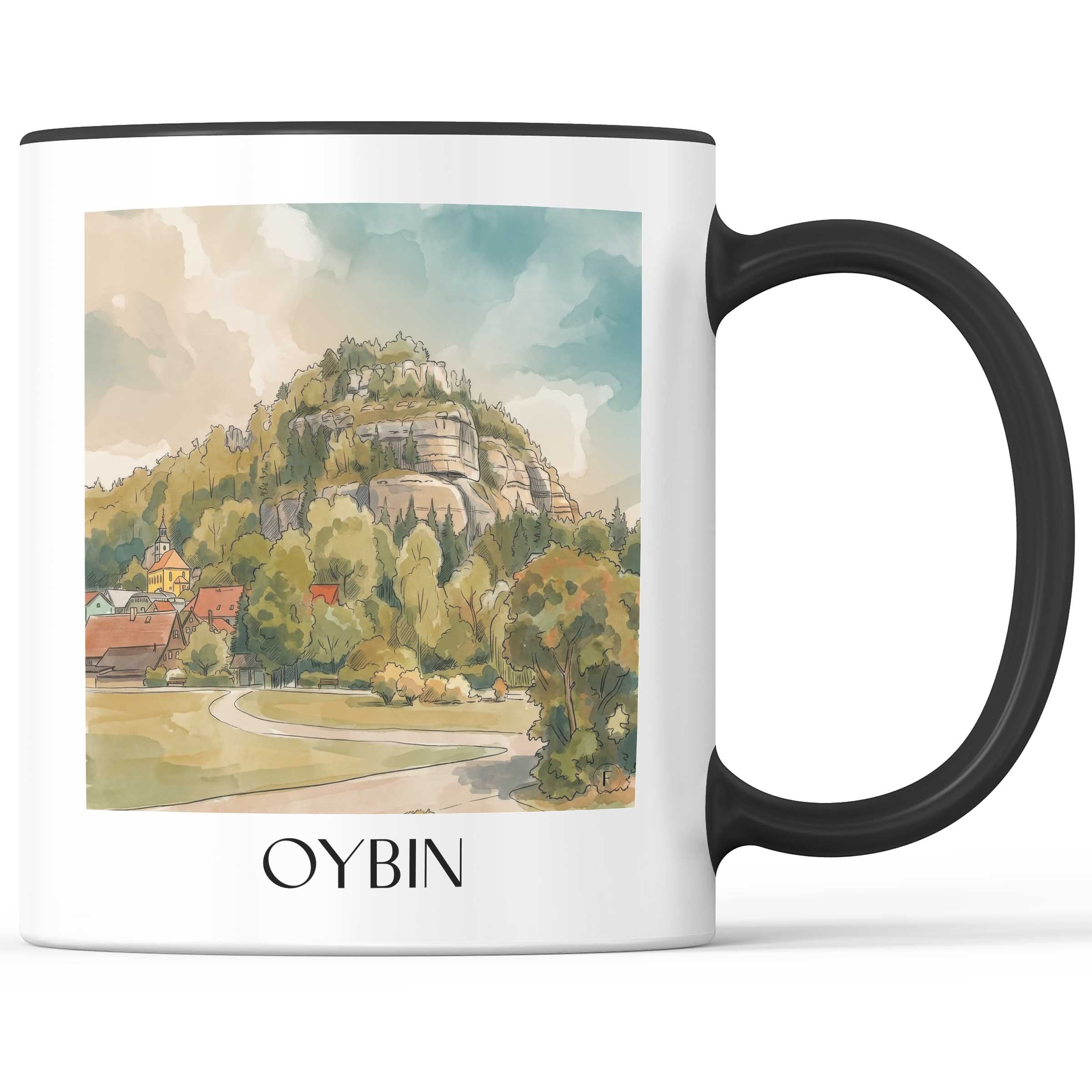 Oybin Kaffeebecher - Sachsen - Deutschland Becher - Kaffeetasse im Aquarell Stil - favplace