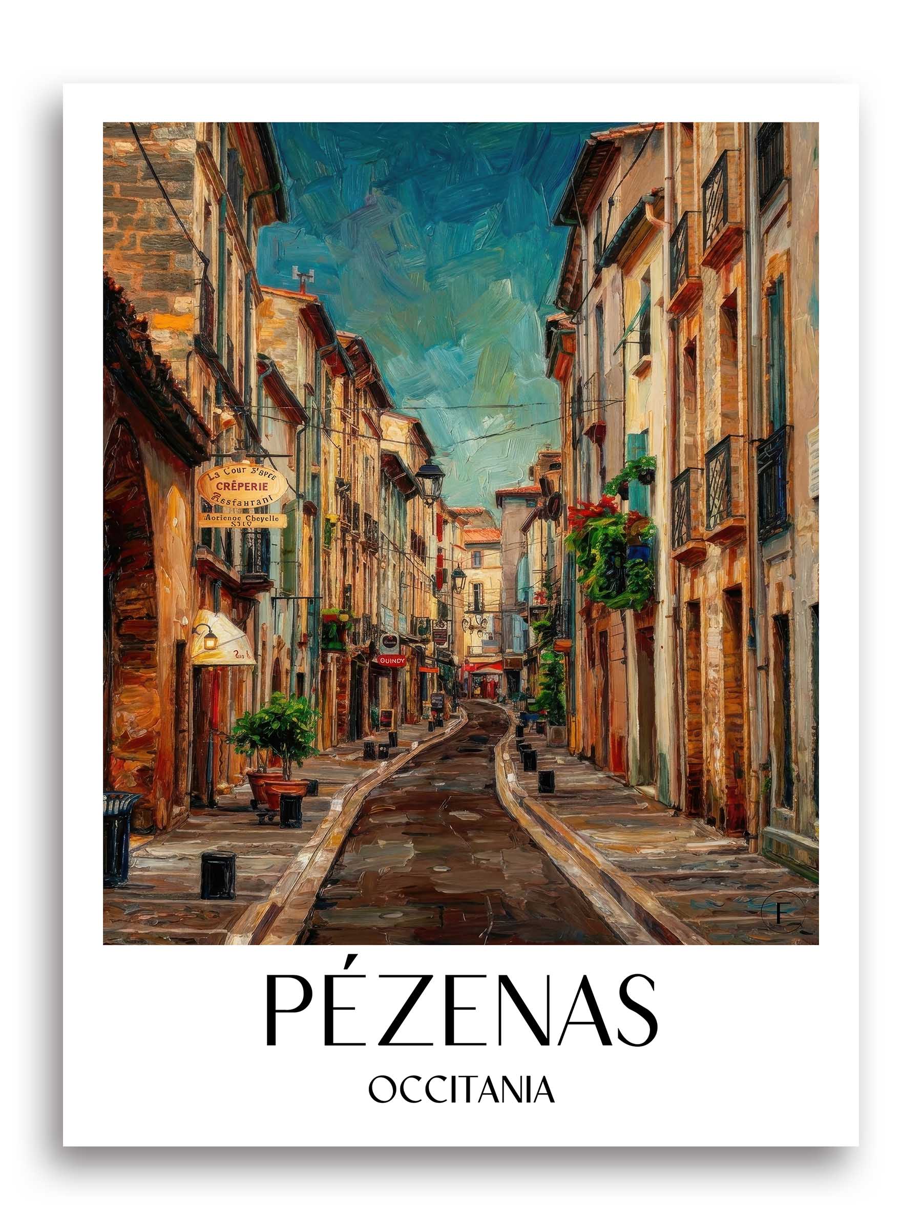 Pézenas Poster - Okzitanien - Frankreich Kunstdruck - Ölgemälde von A4 bis A1 - favplace