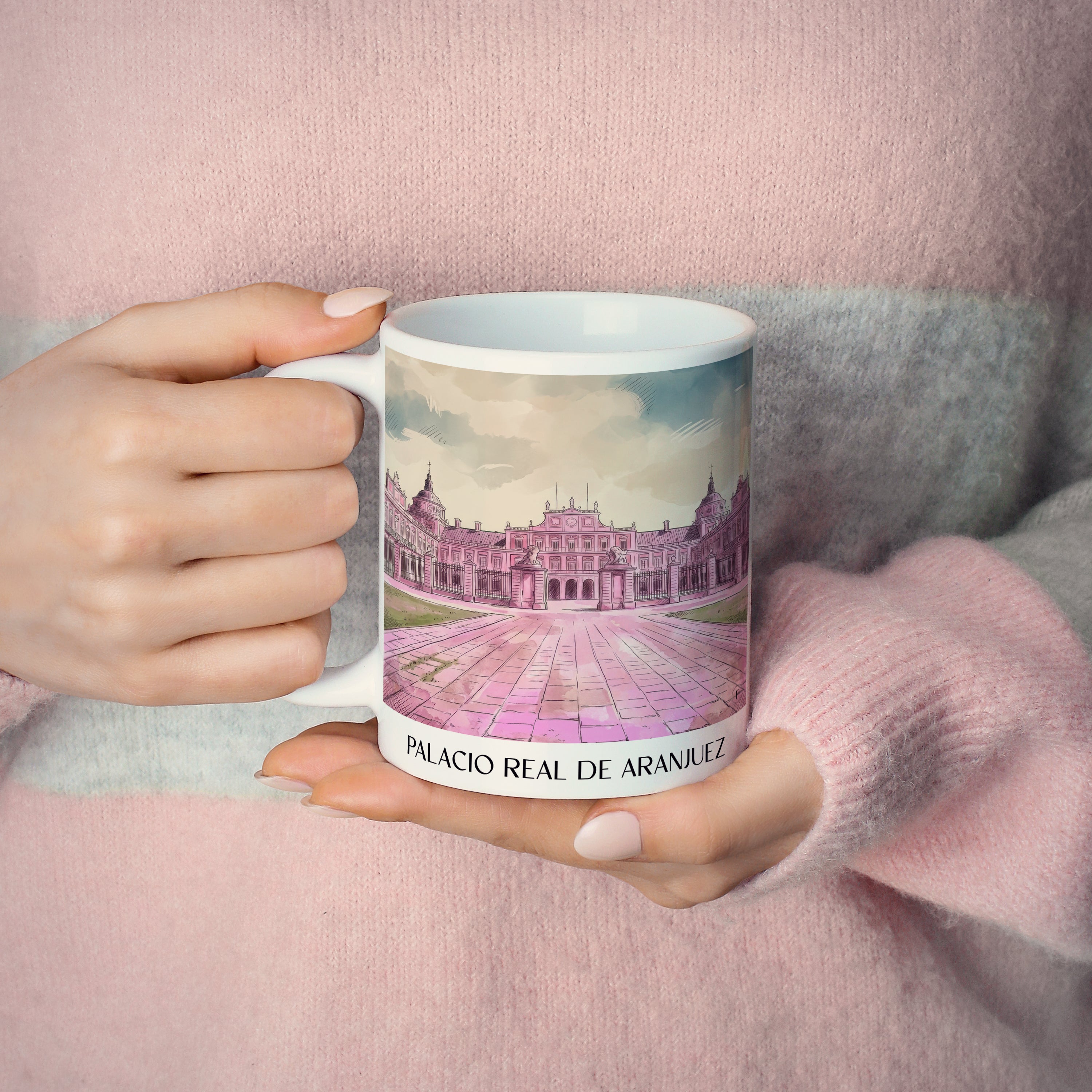 palacio-real-aranjuez-spanien-kaffeebecher-aquarell-pink-rosa