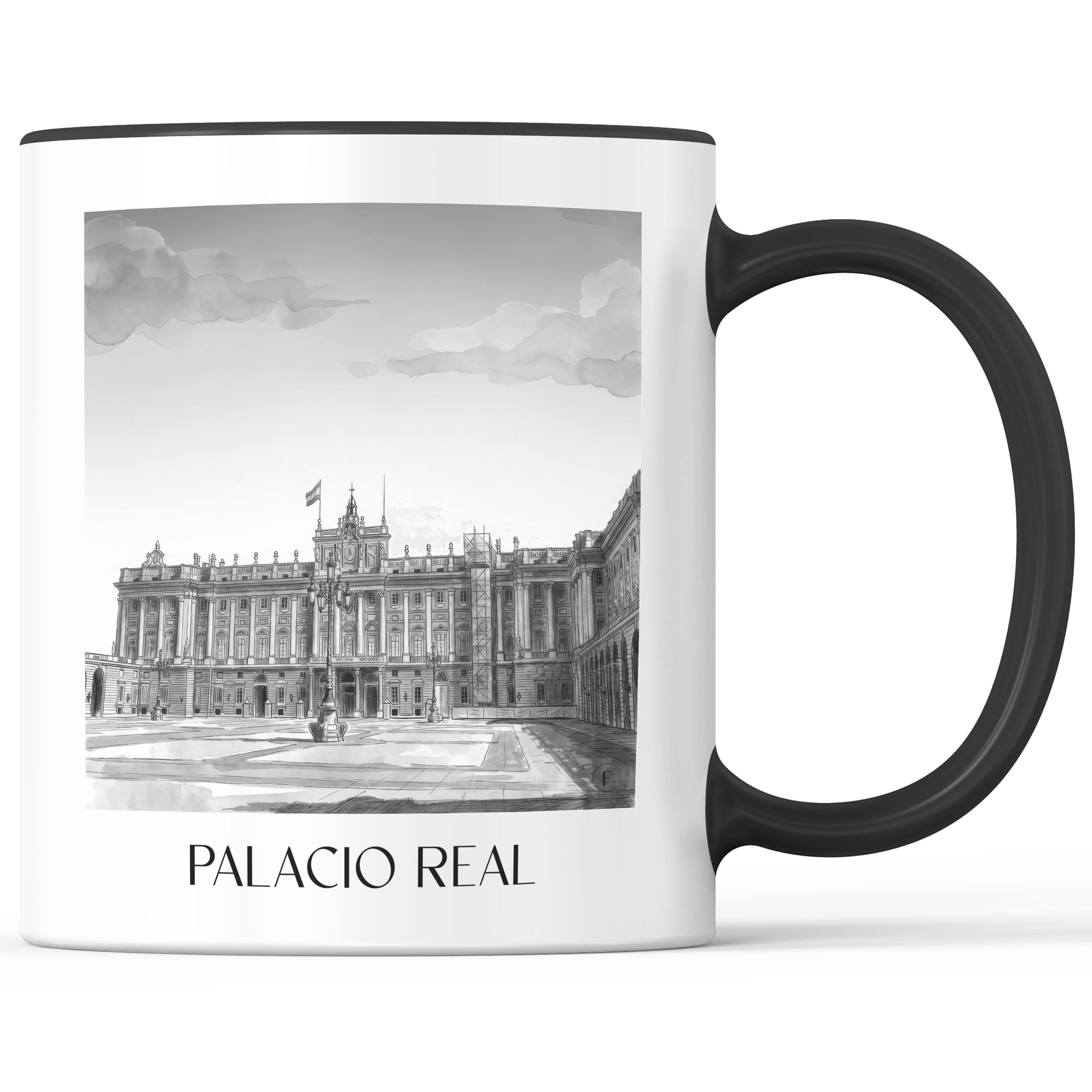palacio-real-madrid-spanien-kaffeebecher-aquarell-schwarz-weiss