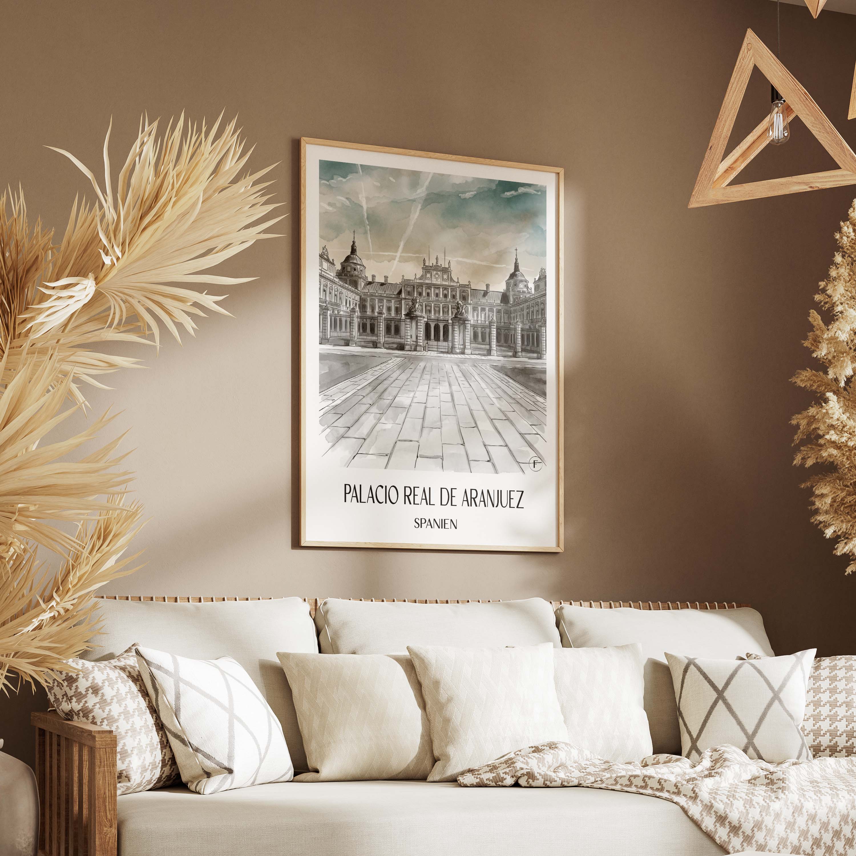palacio-real-aranjuez-spanien-poster-aquarell-schwarz-weiss