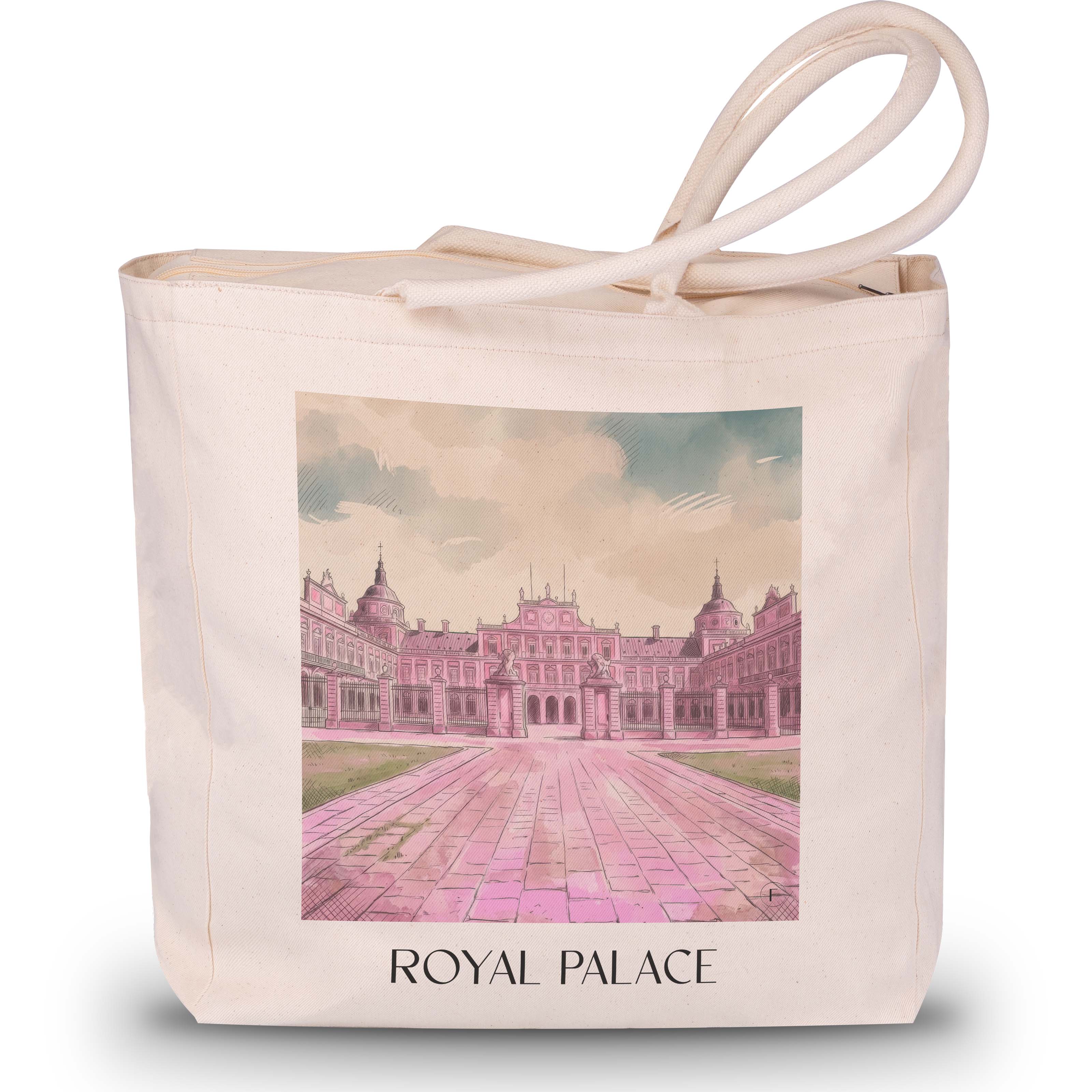 Palacio Real Shopping Tasche - Aranjuez - Spanien Tote Bag - Einkaufstasche im Aquarell Pink Stil - favplace