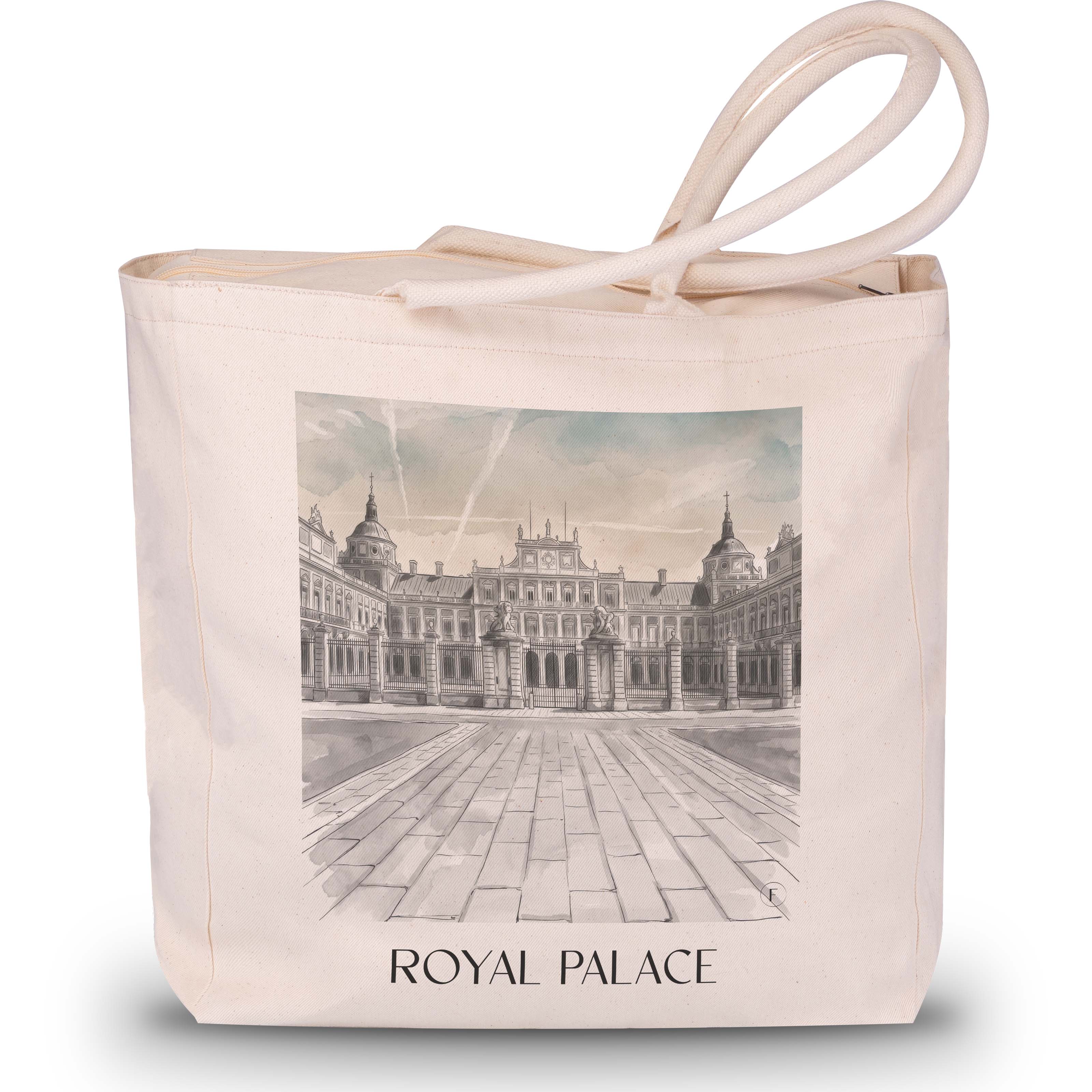 Palacio Real Shopping Tasche - Aranjuez - Spanien Tote Bag - Einkaufstasche im Aquarell Schwarz-Weiß Stil - favplace