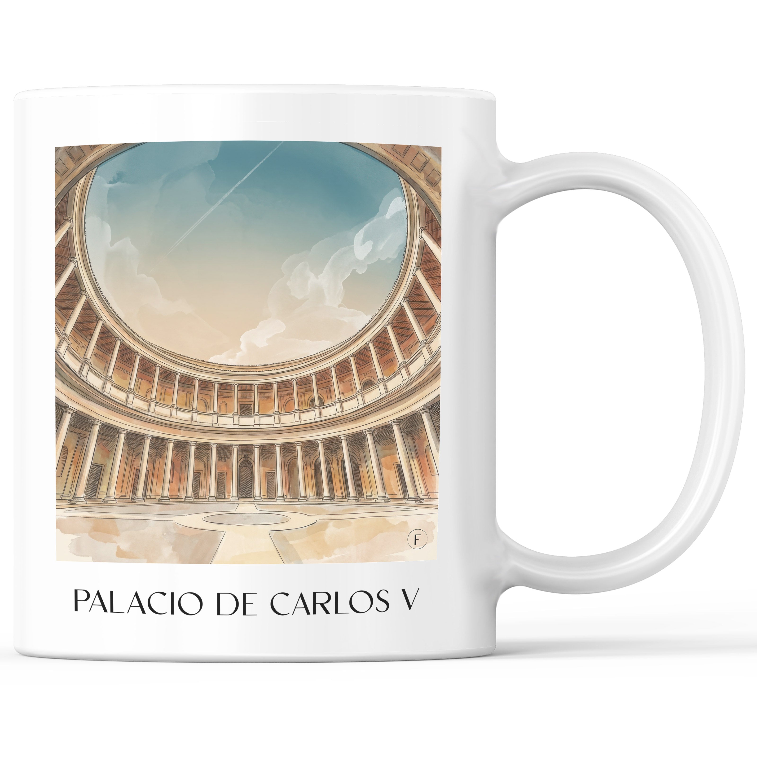 Palacio de Carlos V Kaffeebecher - Granada - Spanien Becher - Kaffeetasse im Aquarell Stil - favplace